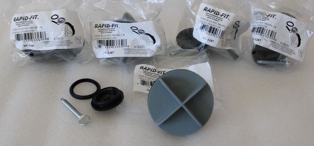Rapid Fit RF-1287 - Waste & Overflow Rough in Test Plug Kits For Insp. Lot of 5