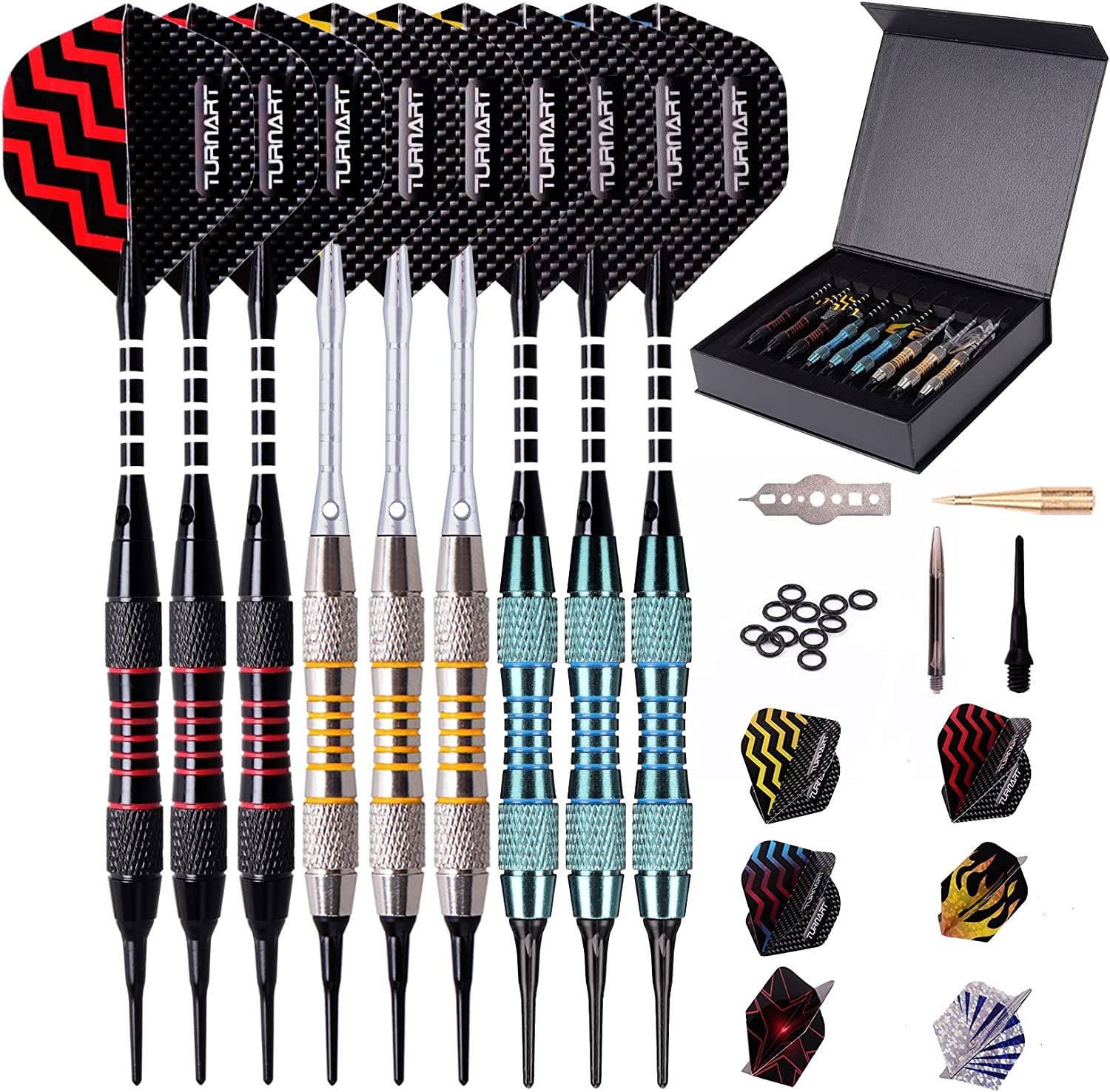 Darts Plastic Tip Professional Soft Tip Darts Set for Electronic Dartboard 9 Pc