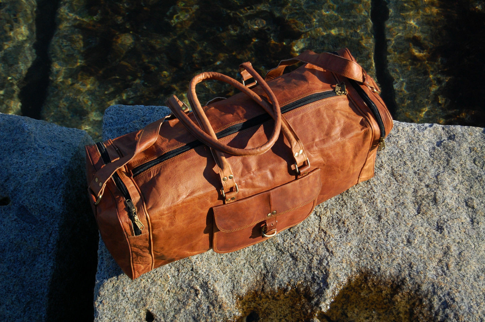 Bag Leather Travel Duffel Luggage Men Brown Weekend Genuine Gym S New Vintage