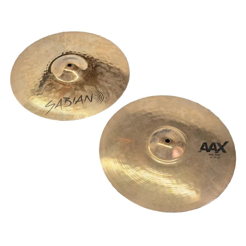 Used Sabian AAX Thin Hi Hat Cymbals 14" Brilliant - Good