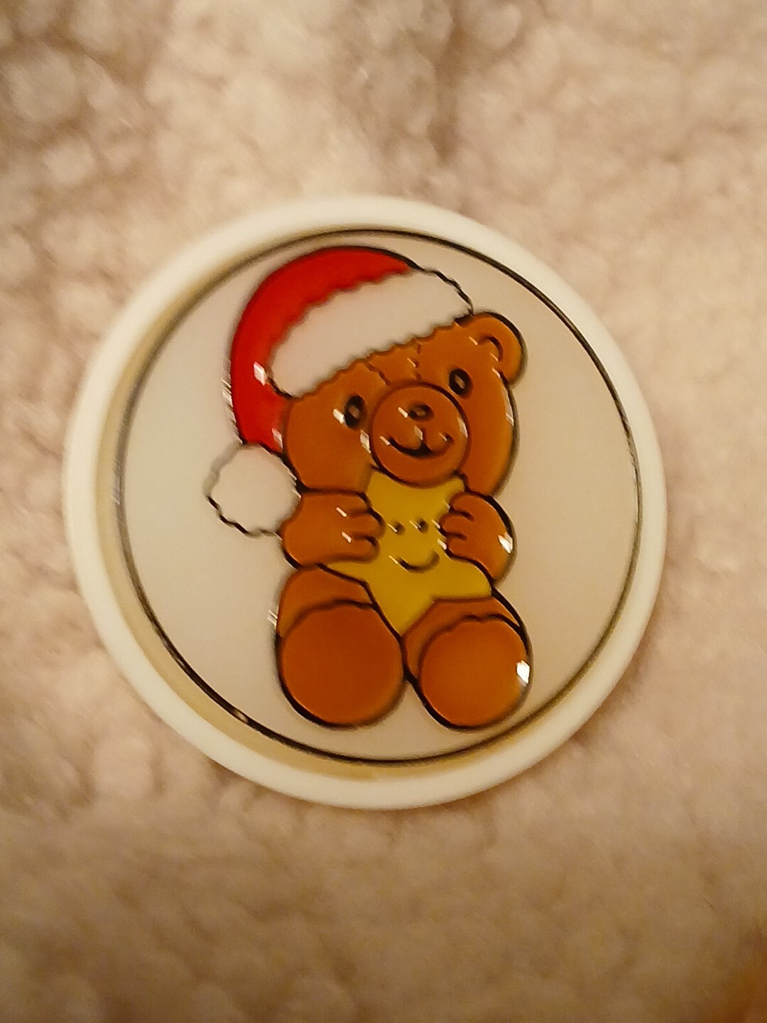 Vintage Jelin Night Light Santa Hat Teddy Bear With Star 2"