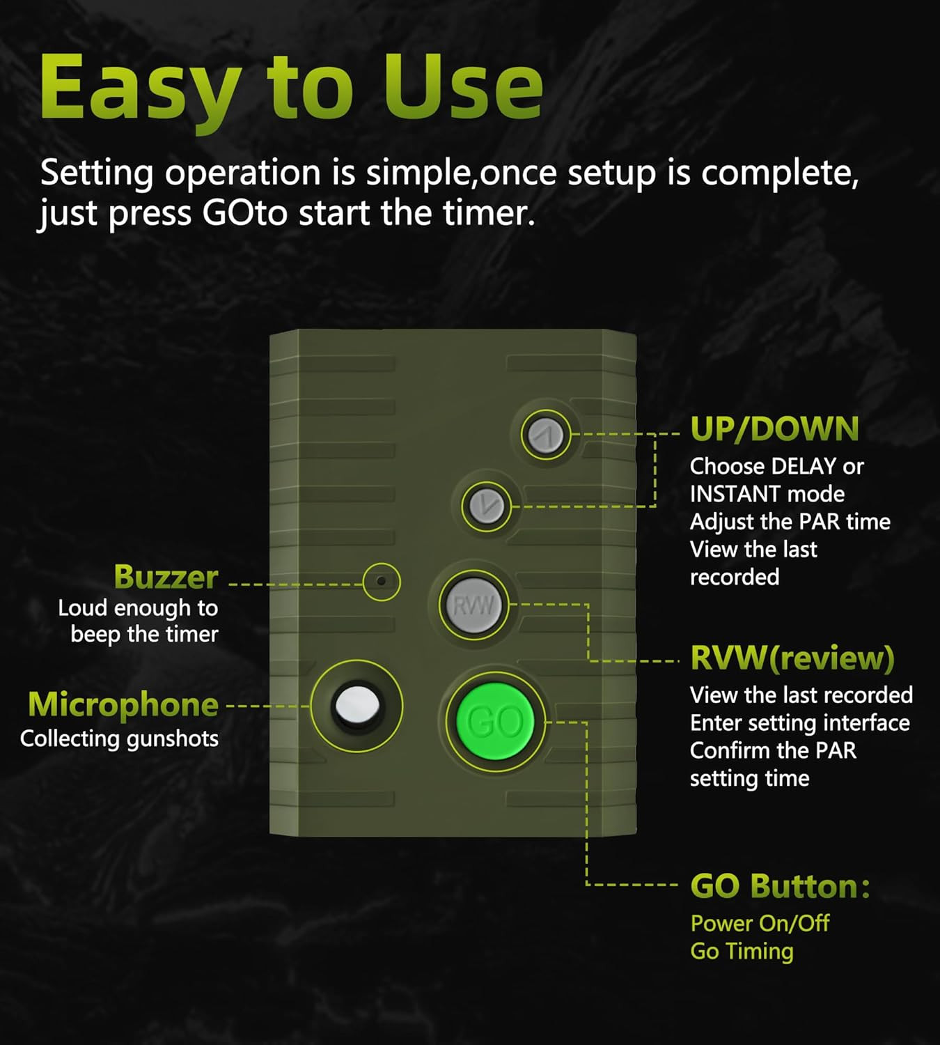HT01 Upgraded Shot Timer for Shooting Competition, 4 Modes for Tactical Training