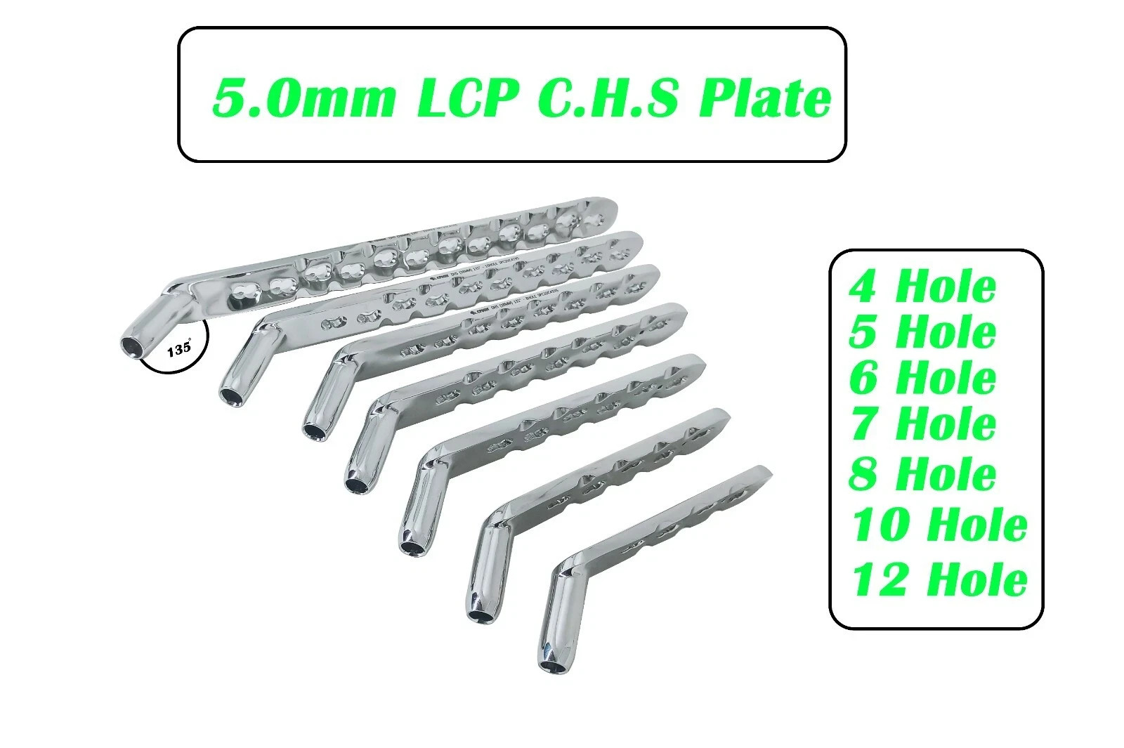 Veterinary 5.0mm LCP CHS Plate Lot of 7pcs with SS Surgicals Instruments.