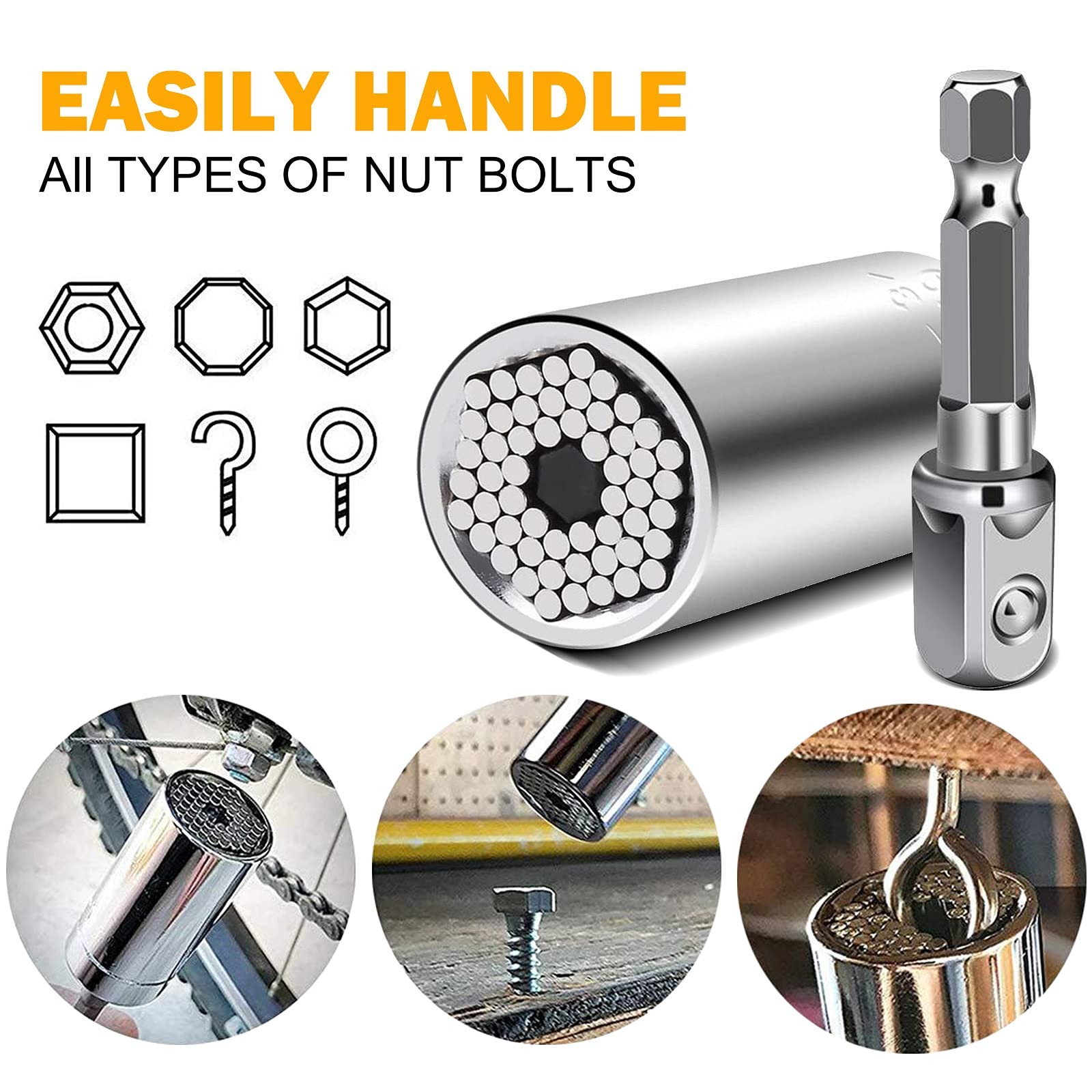 2 PCS Universal Socket Tool,Super Socket Unscrew Any Bolt, Adjustable Socket ...