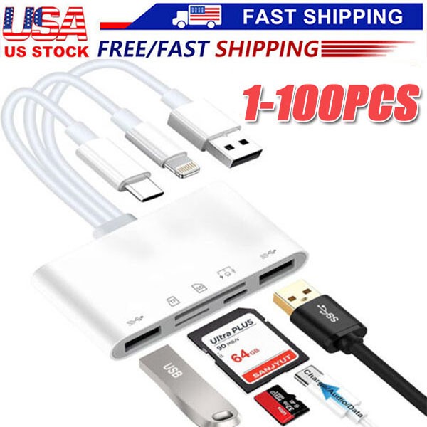 5in1 Memory Card Reader USB 3.0 OTG Adapter SD Card Reader For i Phone/i Pad LOT
