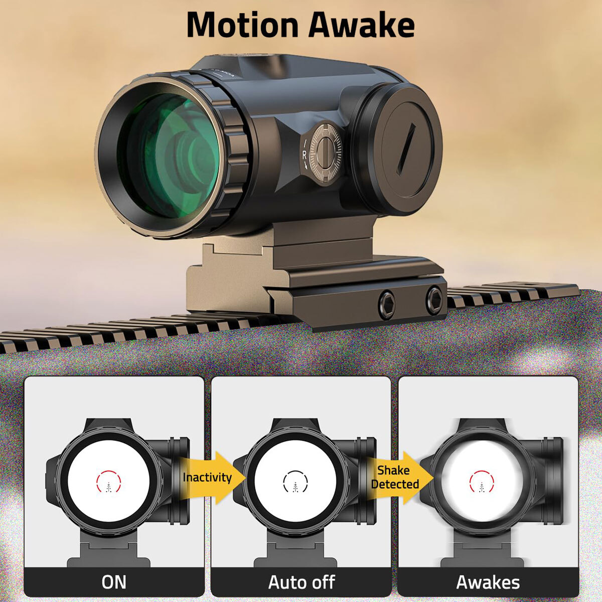 3X Motion Awake Red Dot Sight Scope Illuminated BDC Reticle For 223/5.56 Caliber