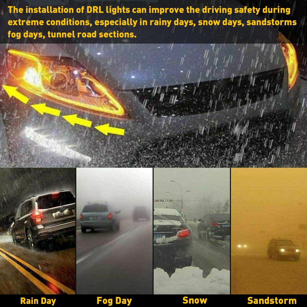 2x 60CM RGB Slim Sequential Flexible LED DRL Turn Signal Strip Remote Headlight