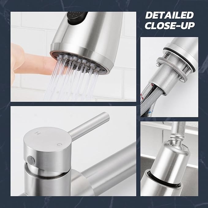 Sensor Touch on Kitchen Sink Faucet Pull Down Spray Swivel Deck Mount Mixer Tap