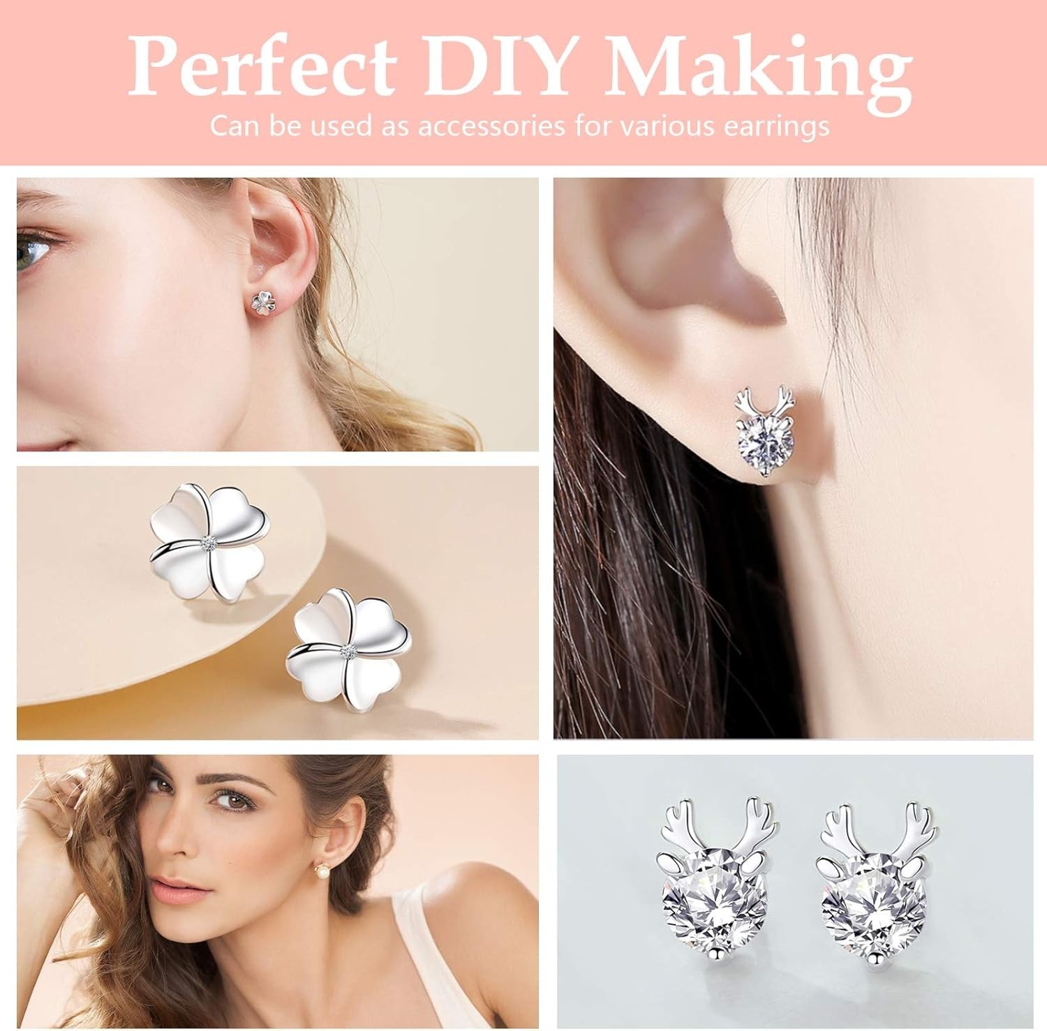 2000 Pcs Hypoallergenic Earring Posts and Backs: Studs, Butterfly, Rubber Backs,