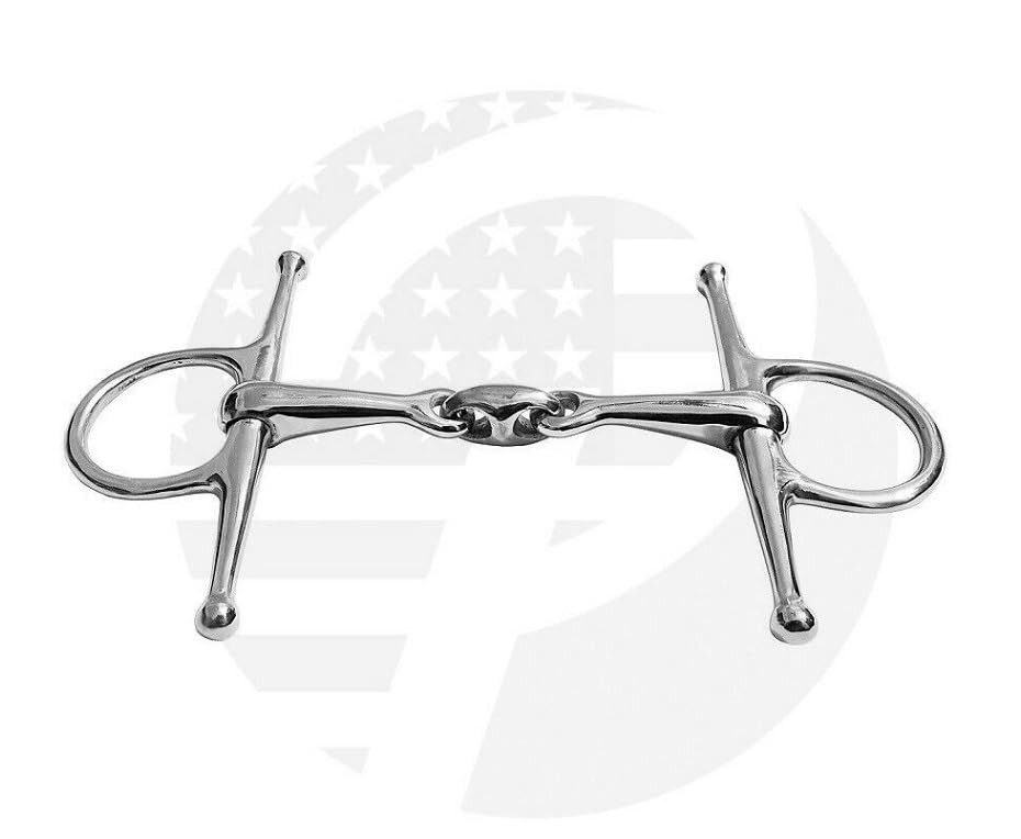 RIDING GEARS Full Cheek Horse Bit Double Jointed 5.75 INCH, silver , polish