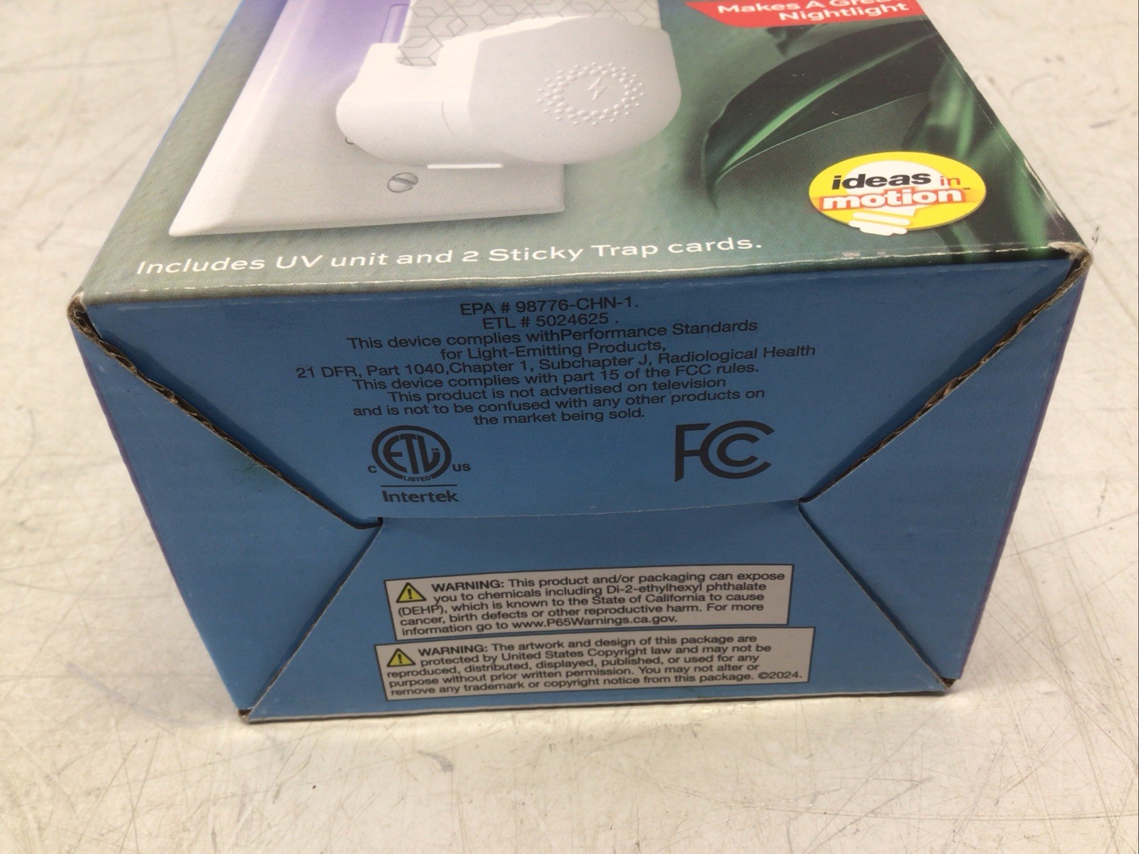 Indoor Flying Pest Trap Safe Chemical Free UV Unit And 2 Sticky Trap Cards