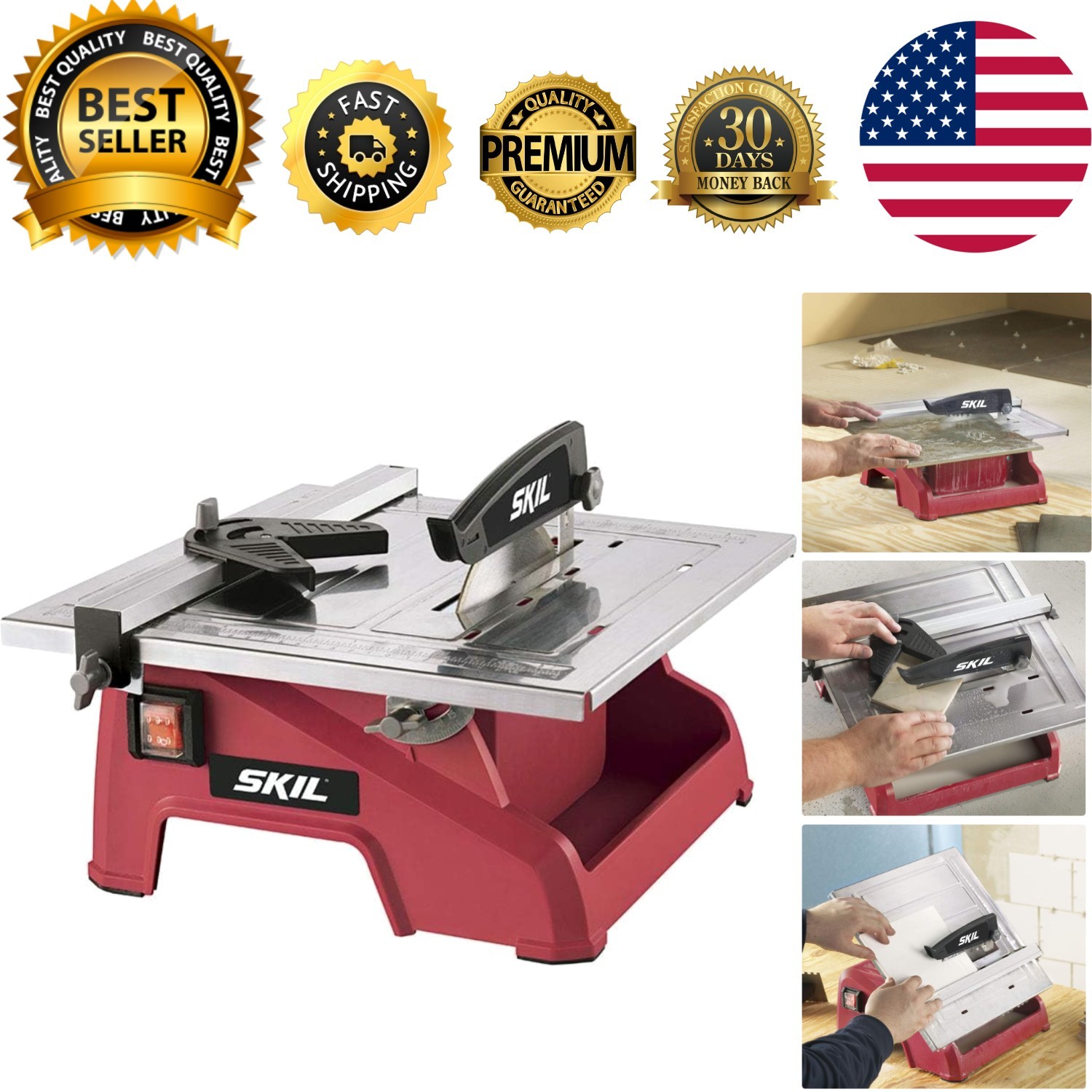 7-Inch Wet Tile Saw with Stainless Steel Table - Precision Cutting Made Easy