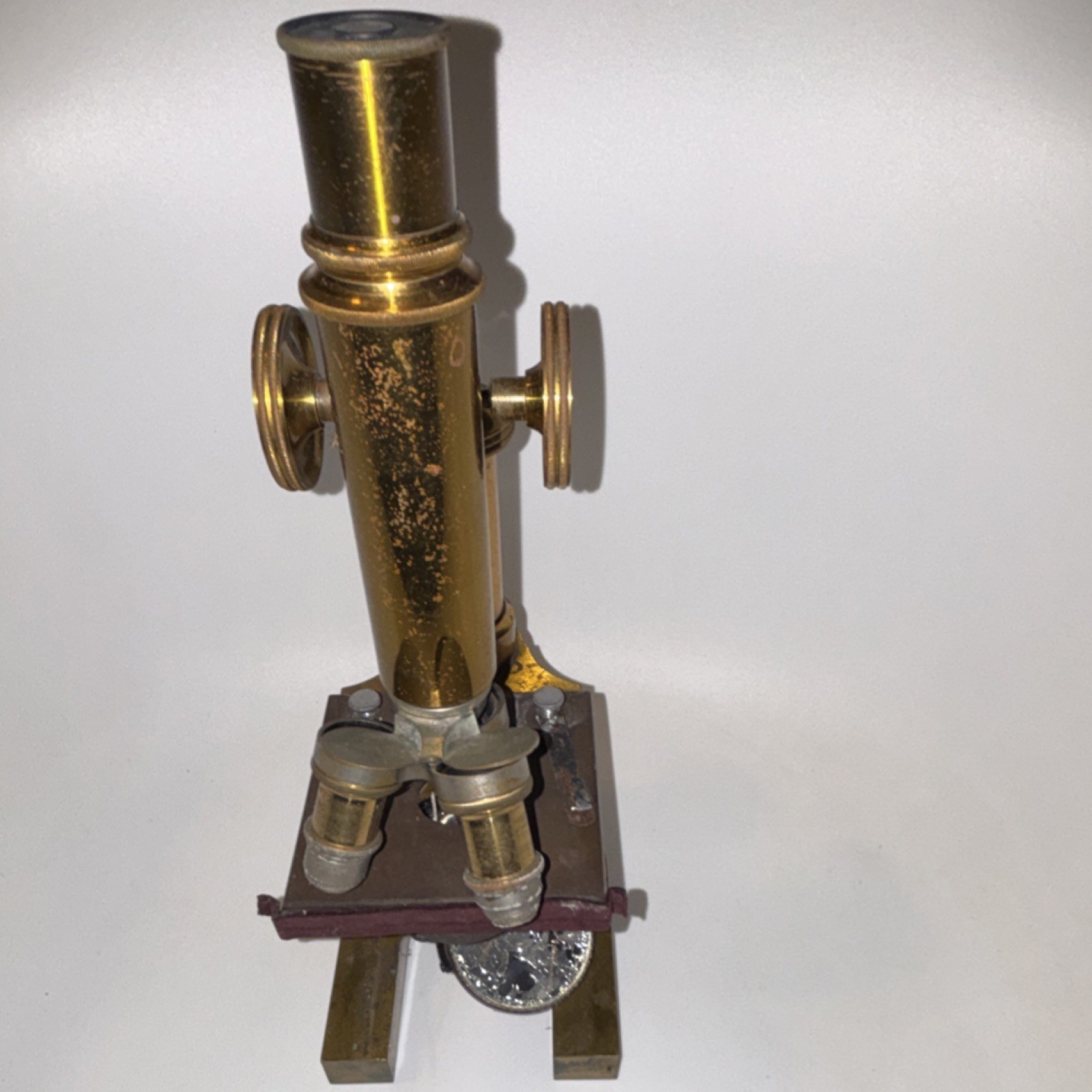 E. Leitz Wetzlar Brass Microscope with Wooden Case Pre-1930 Original