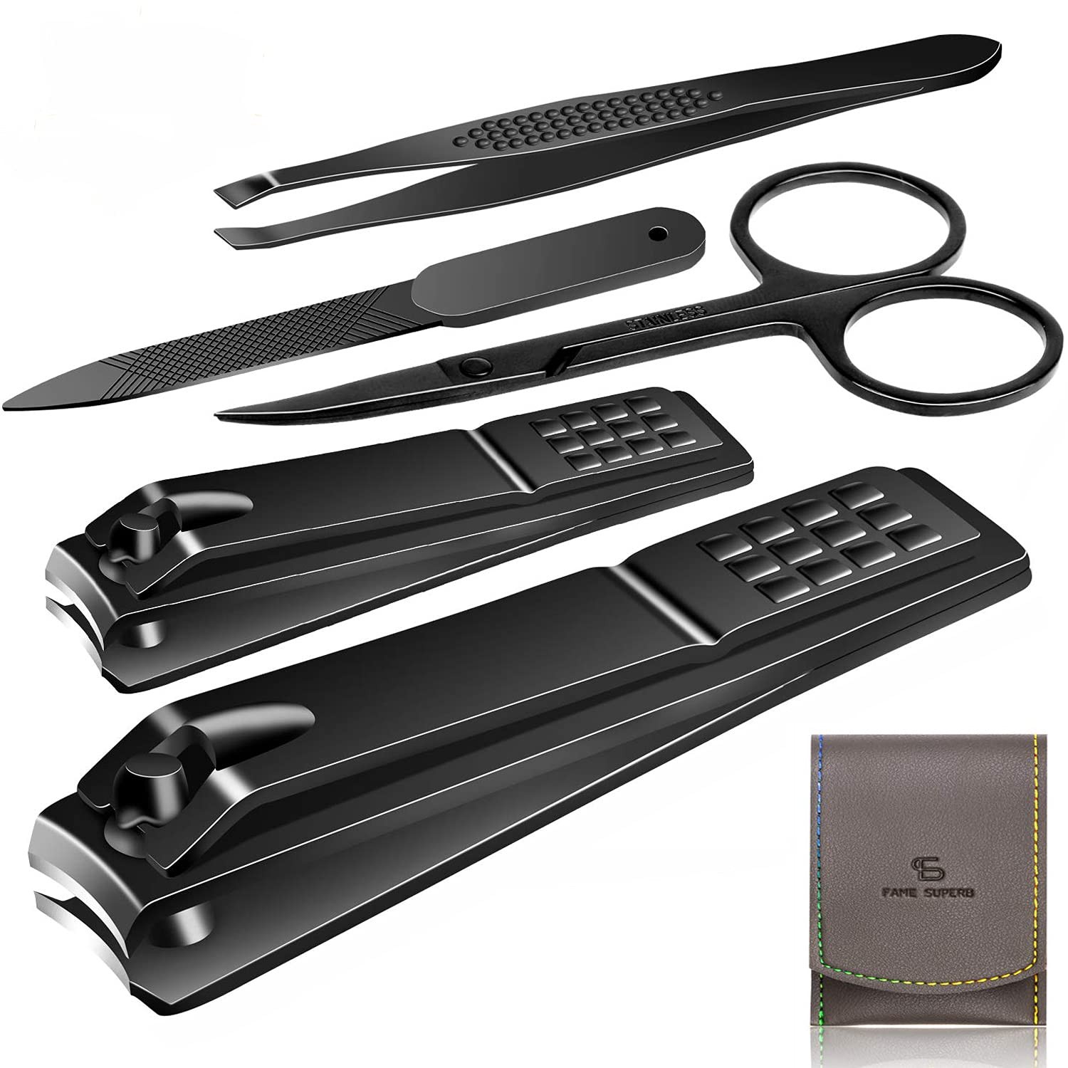 Maniküre-Pediküre-Set, Nagelknipser-Set, Finger- und Fußnägel, Grau/Schwarz
