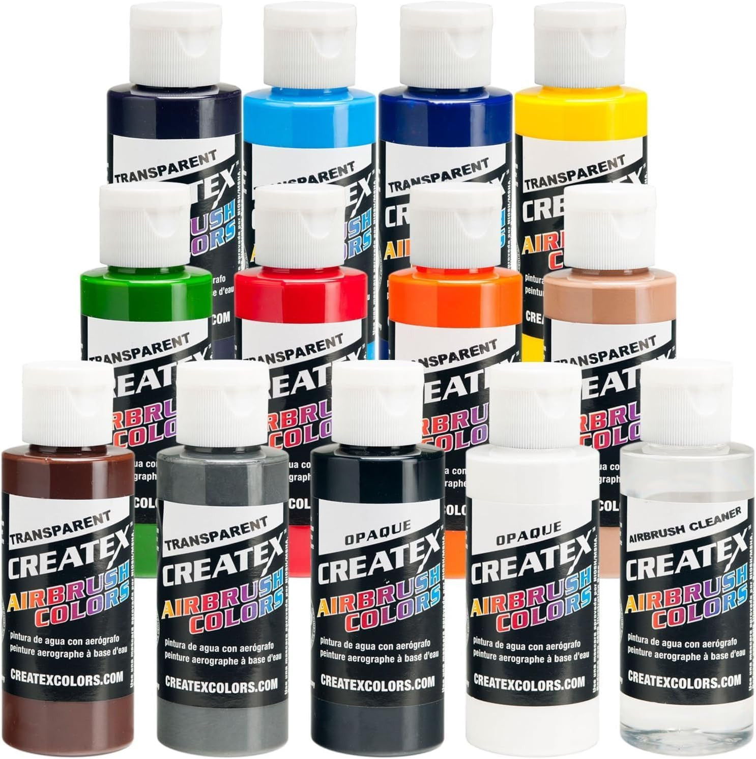 Transparent 12 Airbrush Paint Colors Set