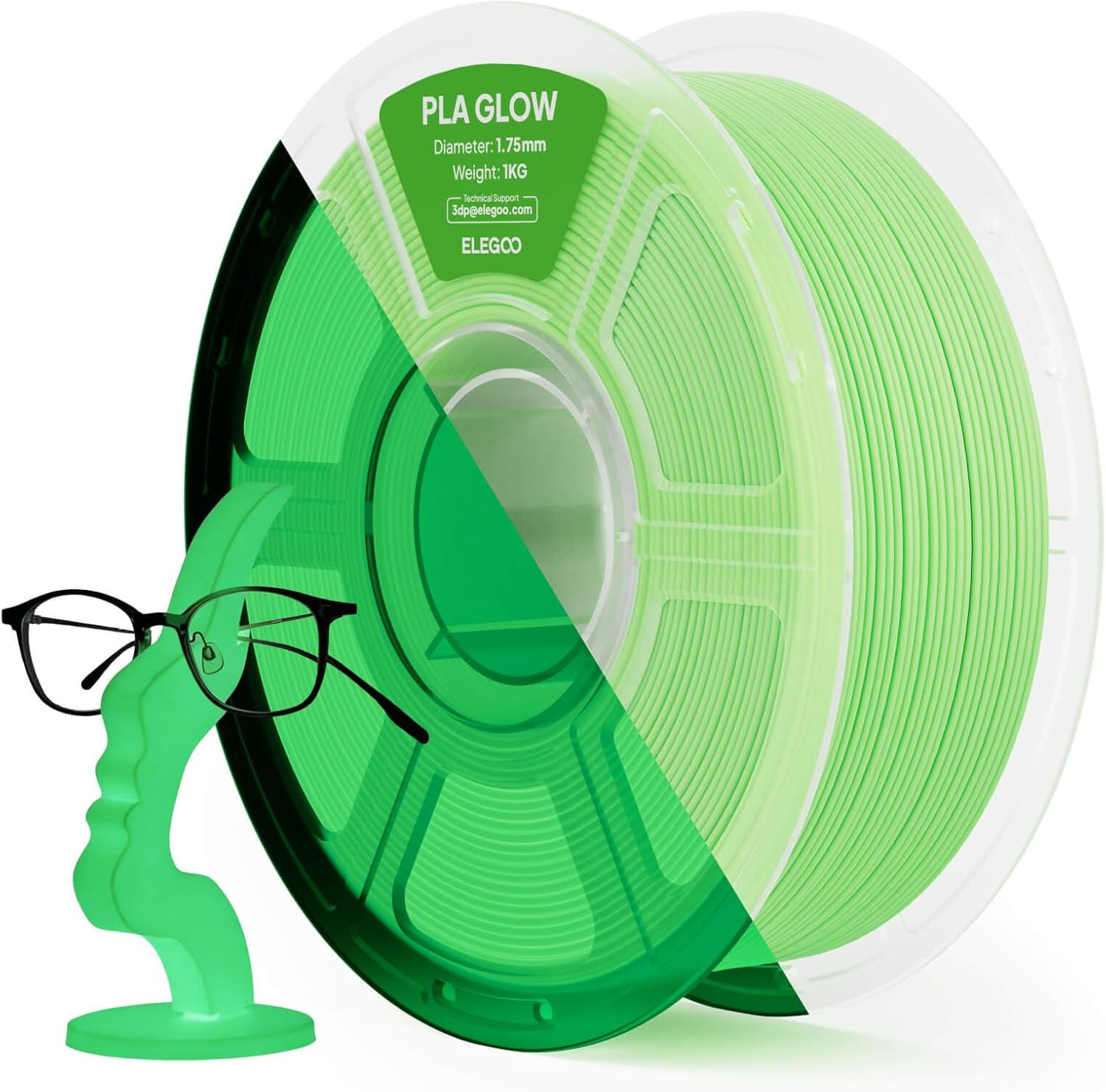 PLA Filament Glow in the Dark Glow Green 1KG, 1.75Mm 3D Printing Filament Lumino