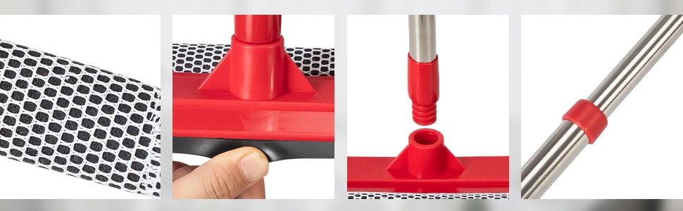 Professional Standard Window Squeegee,2-in-1 Window Cleaner Sponge and Soft