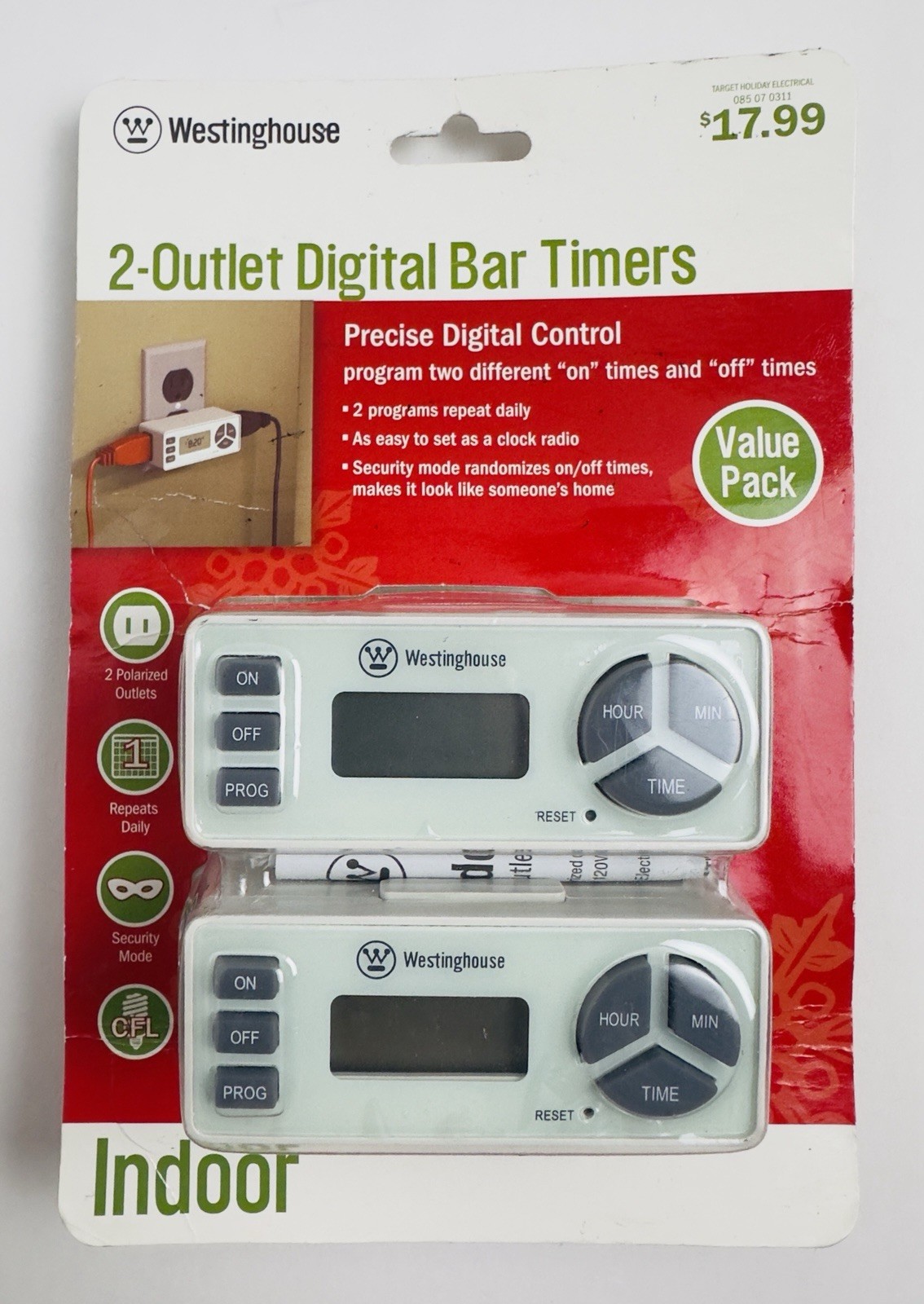2-Outlet Indoor Digital Bar Timers 2 pack Westinghouse—Model#28426 (NEW)