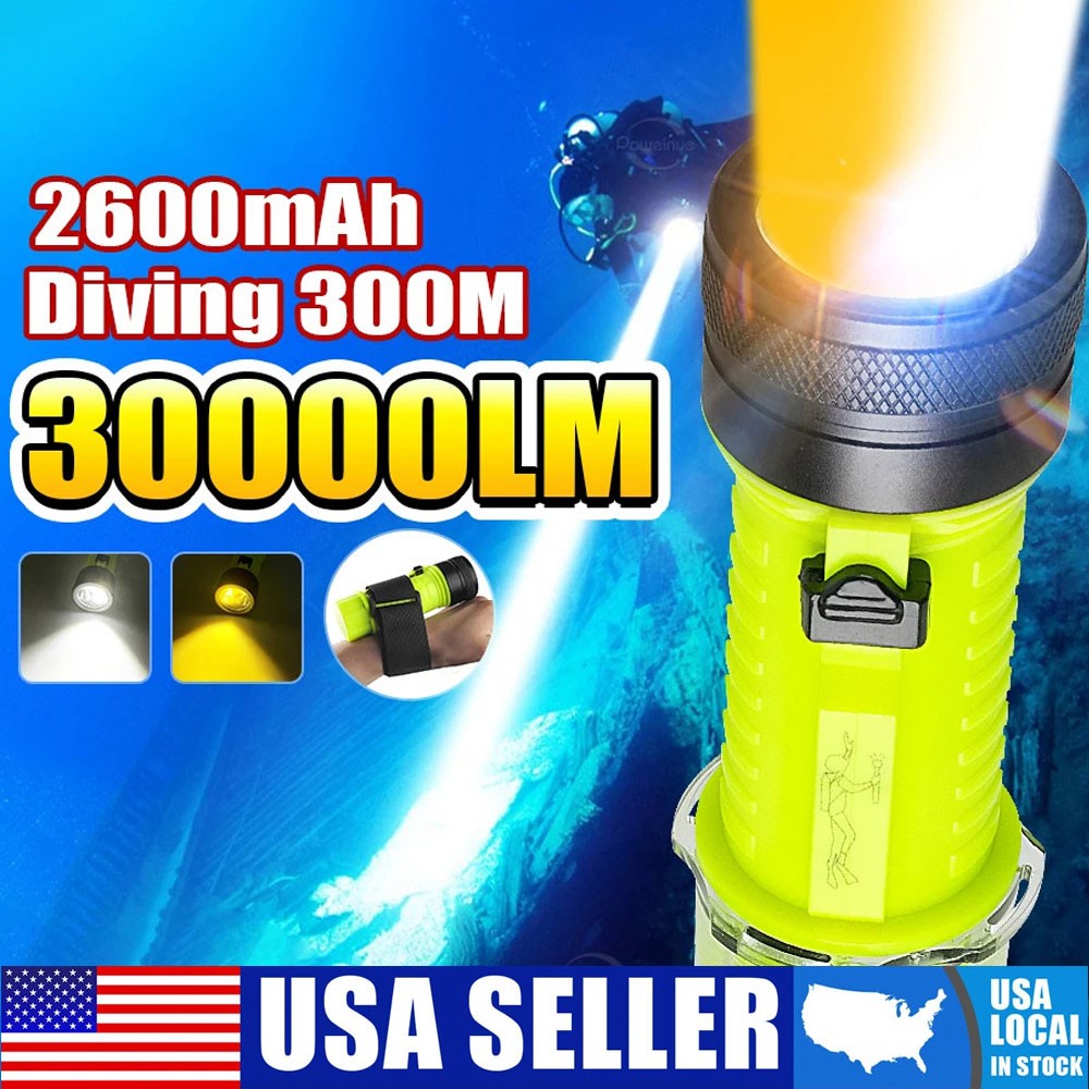 LED Diving Flashlight Scuba Diving Lamp Underwater Torch Waterproof IP68 Lights