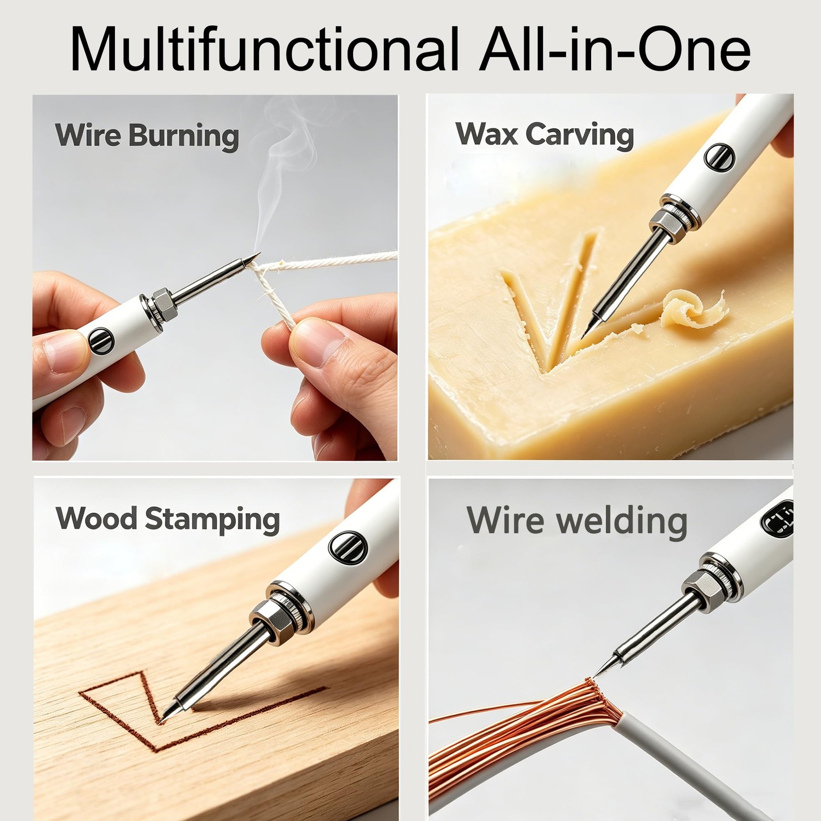 UQIANPLS White Wire Burning Pen USB Rechargeable