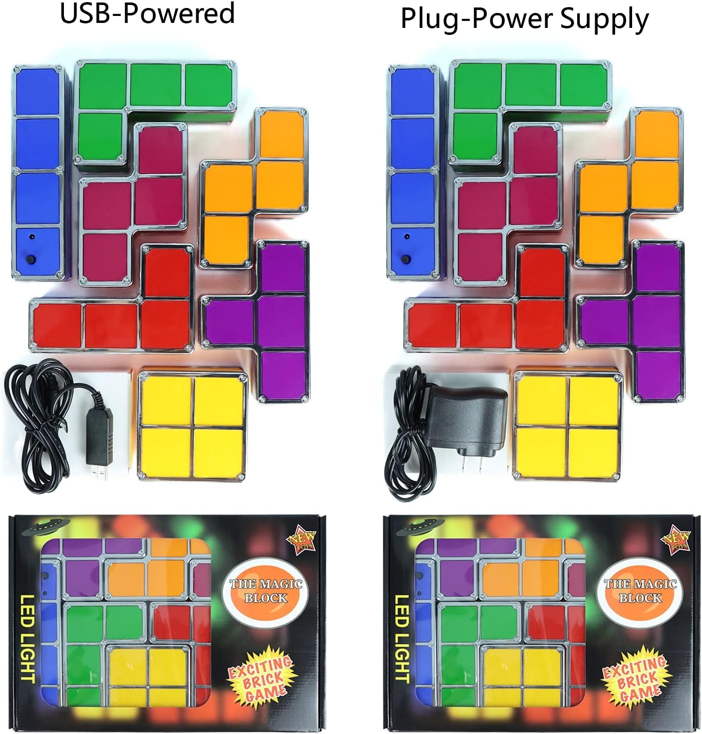 VEEKI Night Light for Kids, Stackable LED 7 Colors 3D Puzzles US Plug