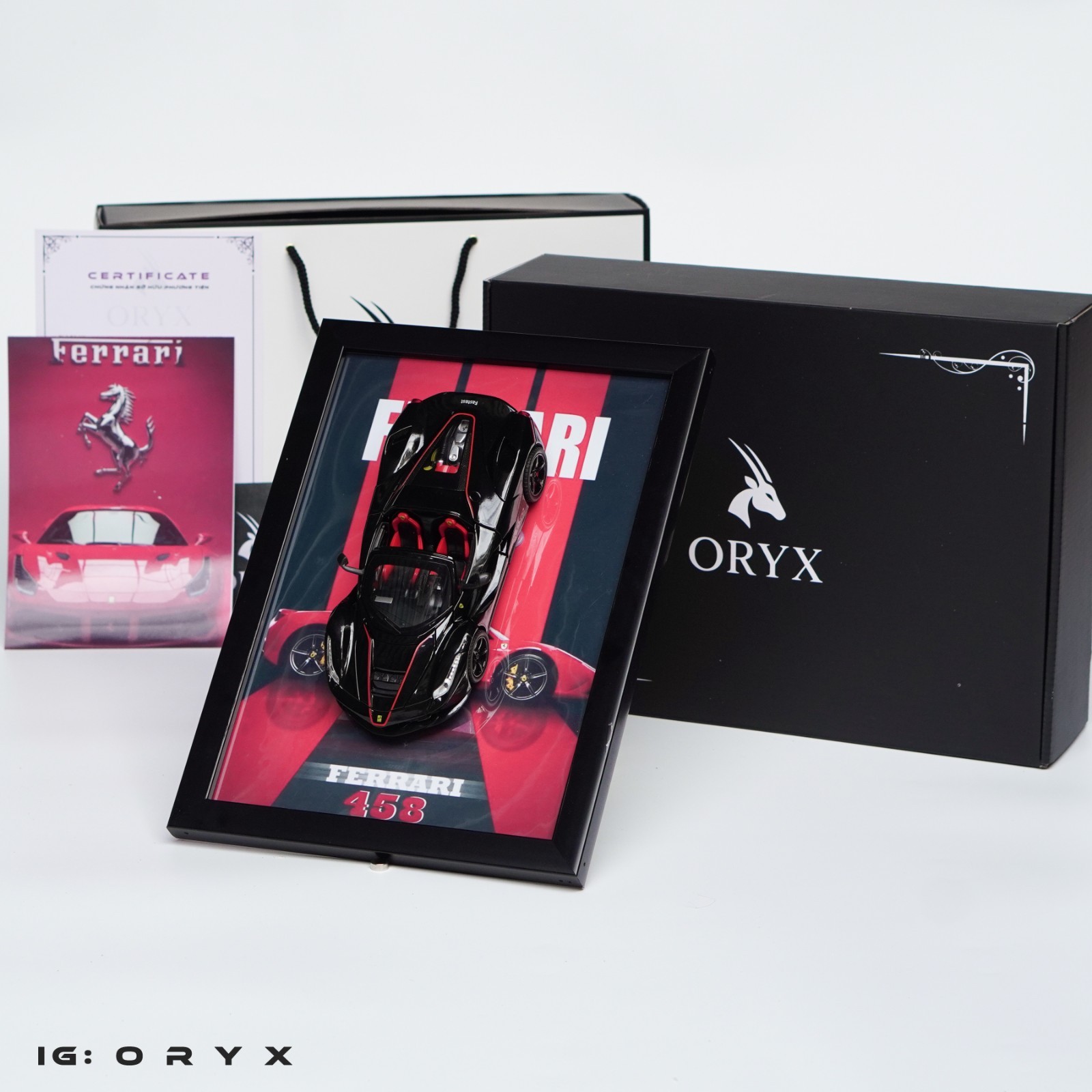 Ferrari 1:24 Model Car Frame Custom Text Gift Box LED Display Case