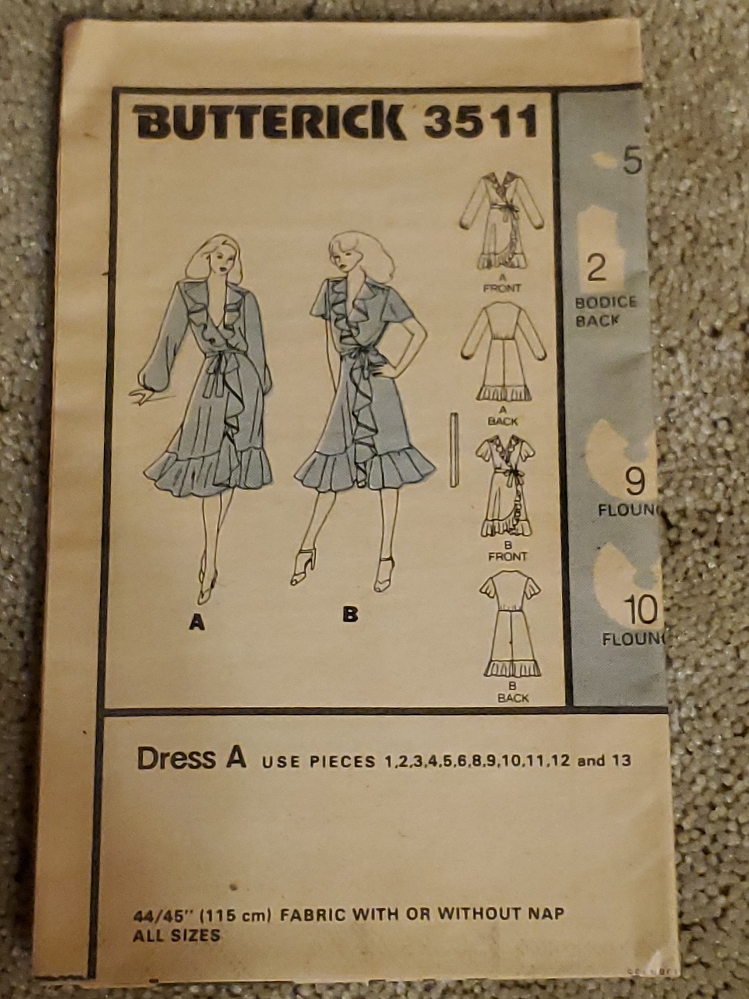 Butterick 3511 Misses Ruffled Dress Size 10 FF Sewing Pattern