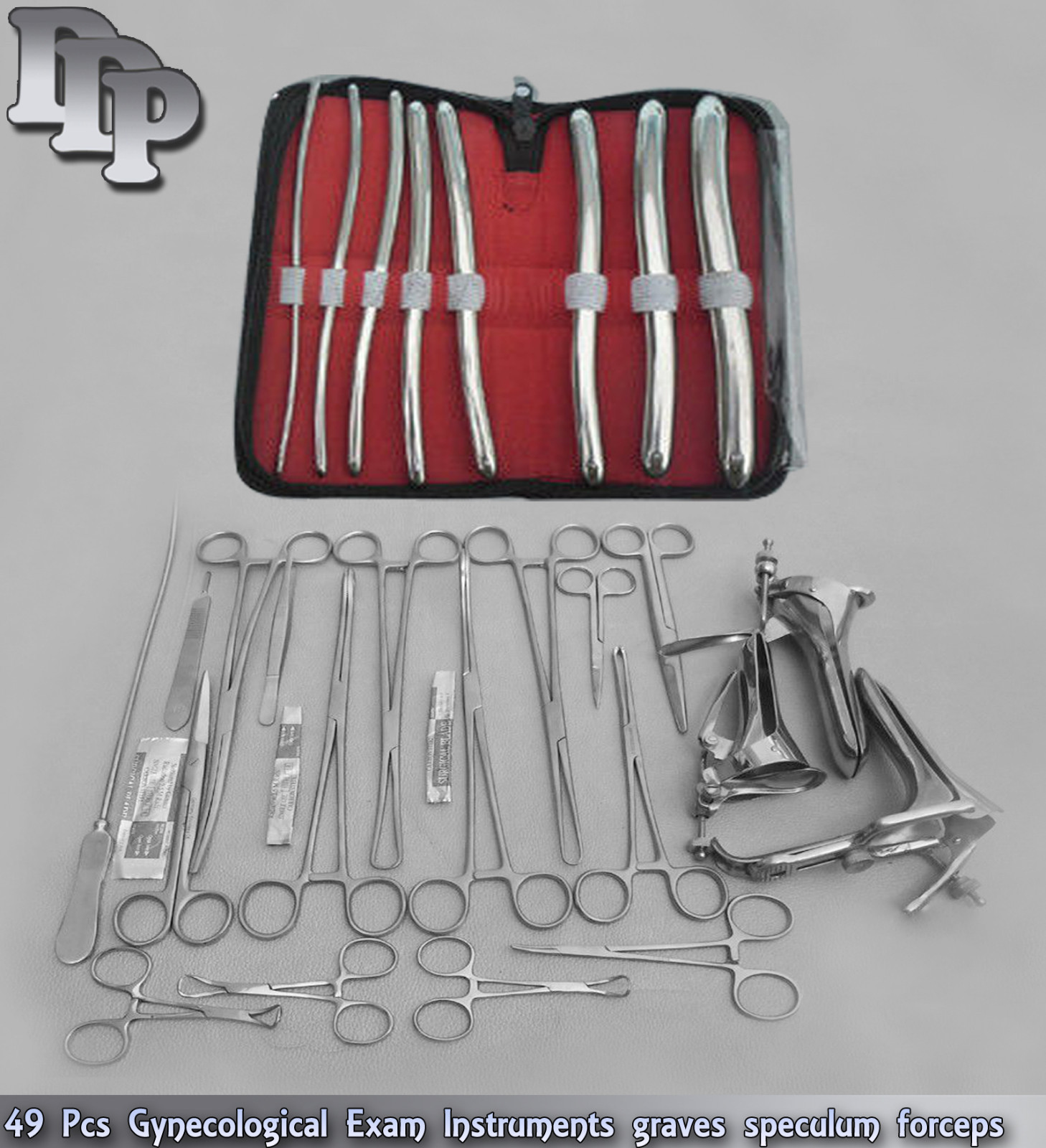 56 Pcs Gynecological Exam Instruments graves speculum forceps Dilators Sound set