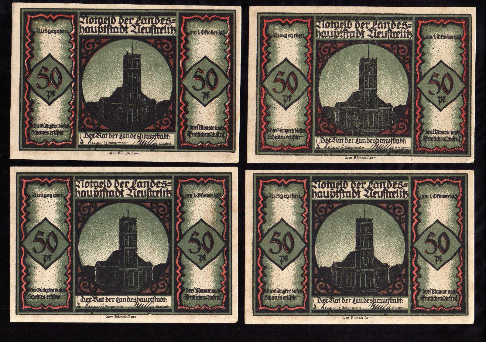 NEUSTRELITZ - GERMANY NOTGELD - 6 x 50 PFENNIG