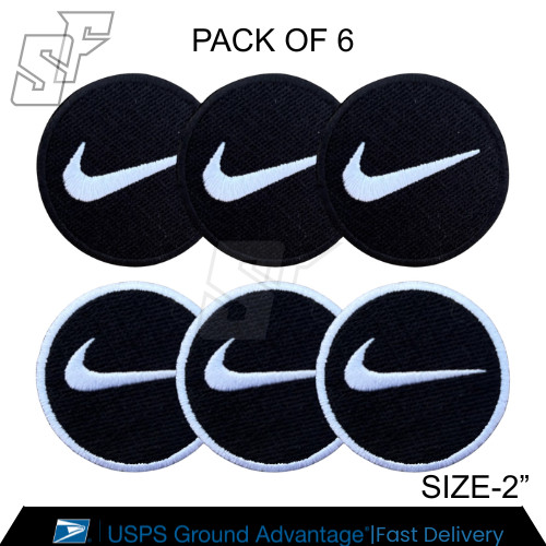 Embroidered Swoosh 2"Round N I K E Sports Logo Embroidery IronOn Patch Pack of 6