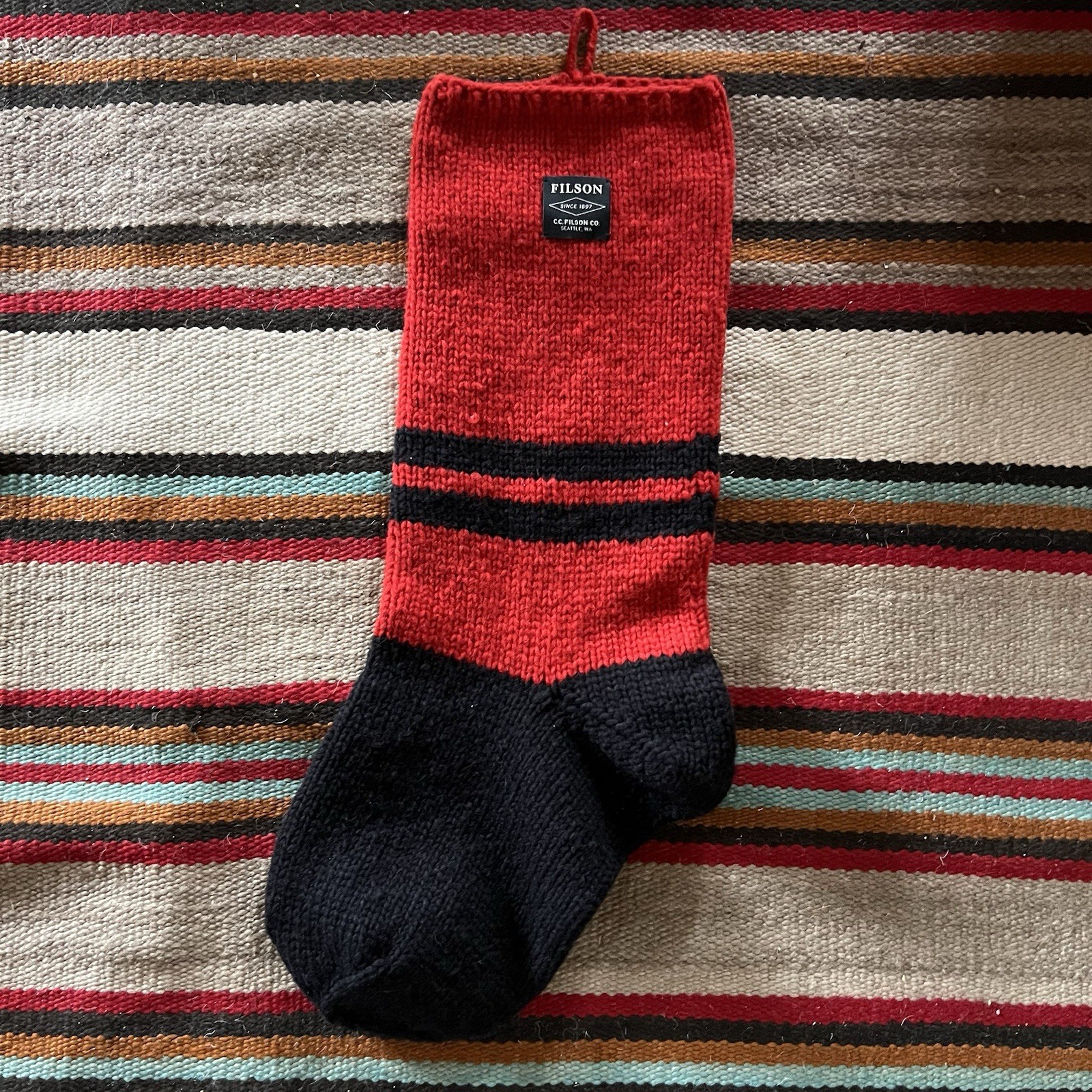 Filson Handmade Stocking | Made in Canada | Hand knit Cowichan Wool