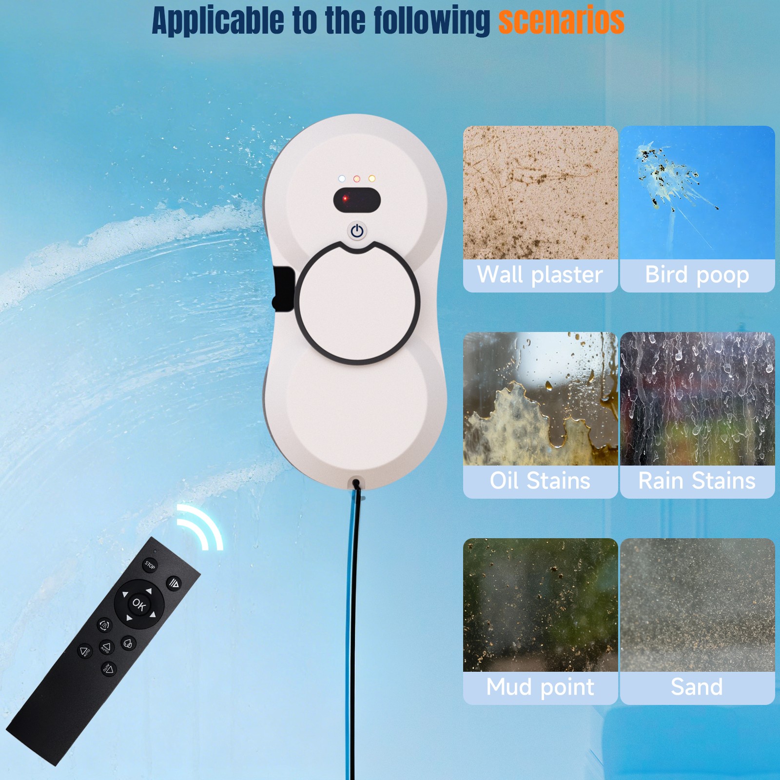 Auto Window Cleaning Robot Edge Detection AI Path Single-sided water spray V2