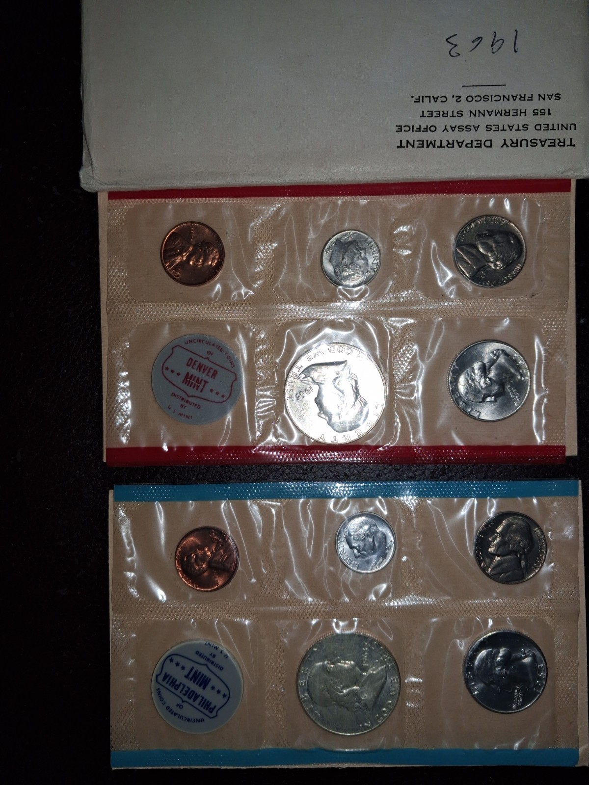 1963 U.S. Mint Uncirculated Coin Set Denver & Philadelphia