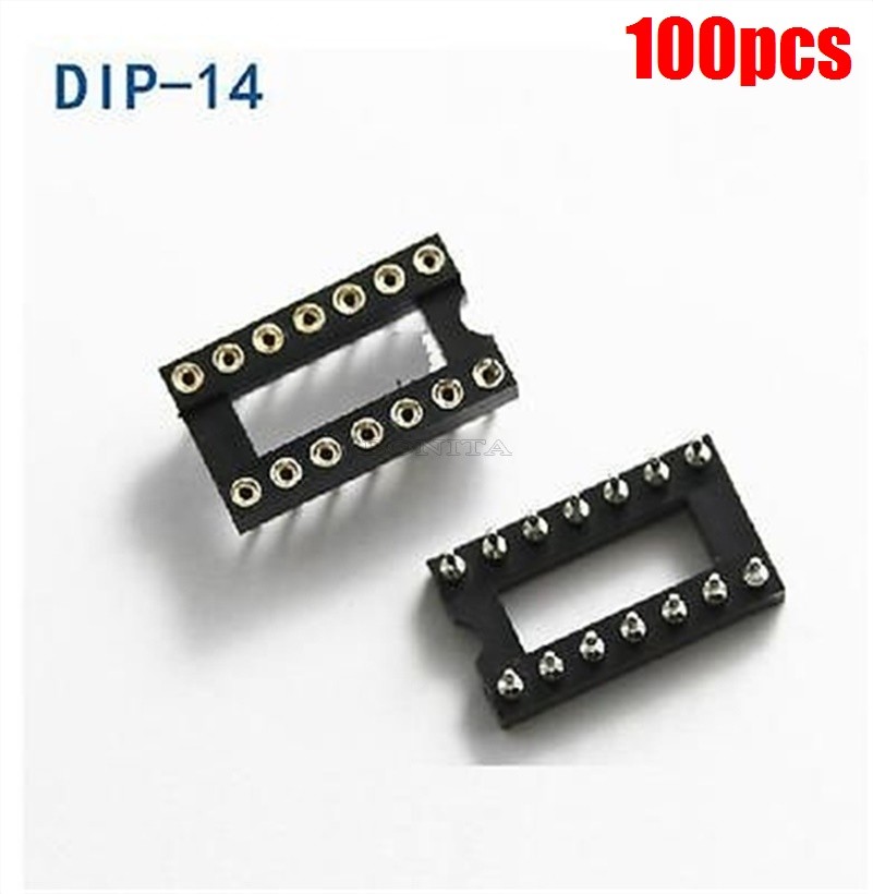 100Pcs Machined Gold Plated Solder Type 14Pin Dip Round Sockets Adaptor Sip I rz