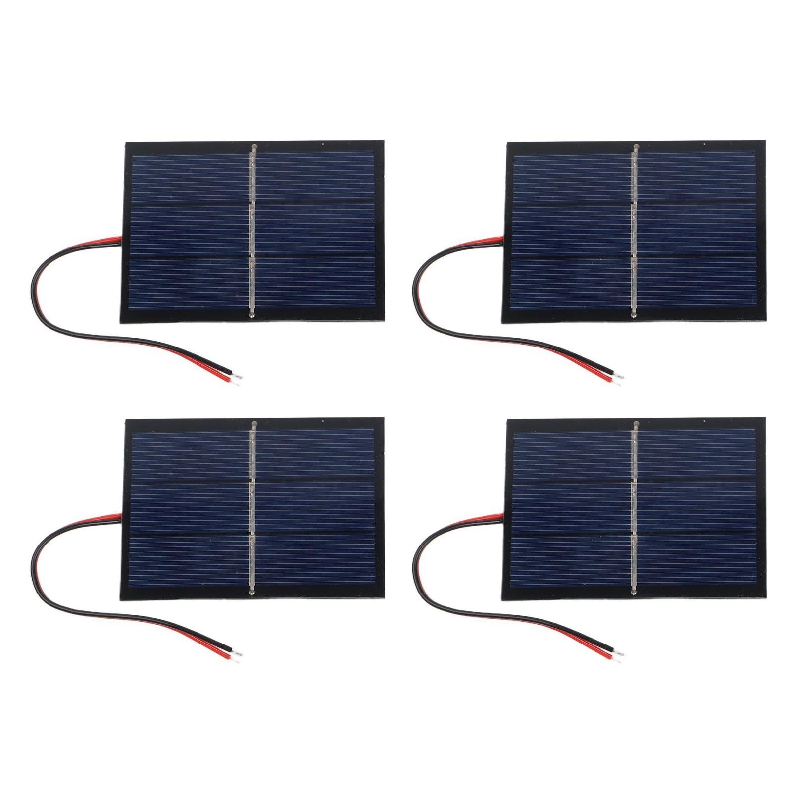 4 Pack 065W 15V Small Solar Panels Wired for Portable Electronics Power 60x80mm