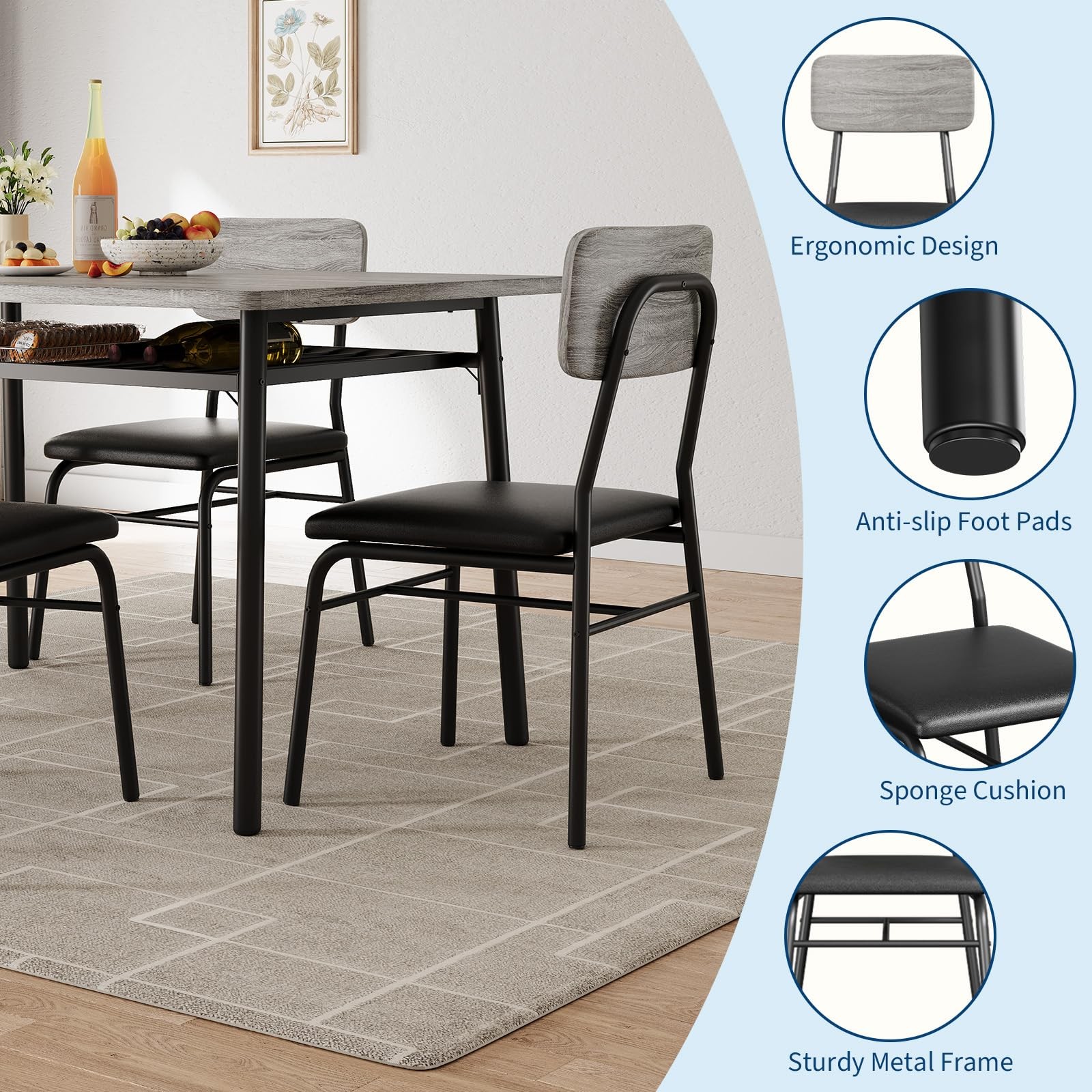 Set for 2 Dining Table Kitchen Table with 2 Chairs for Small Space Apartment