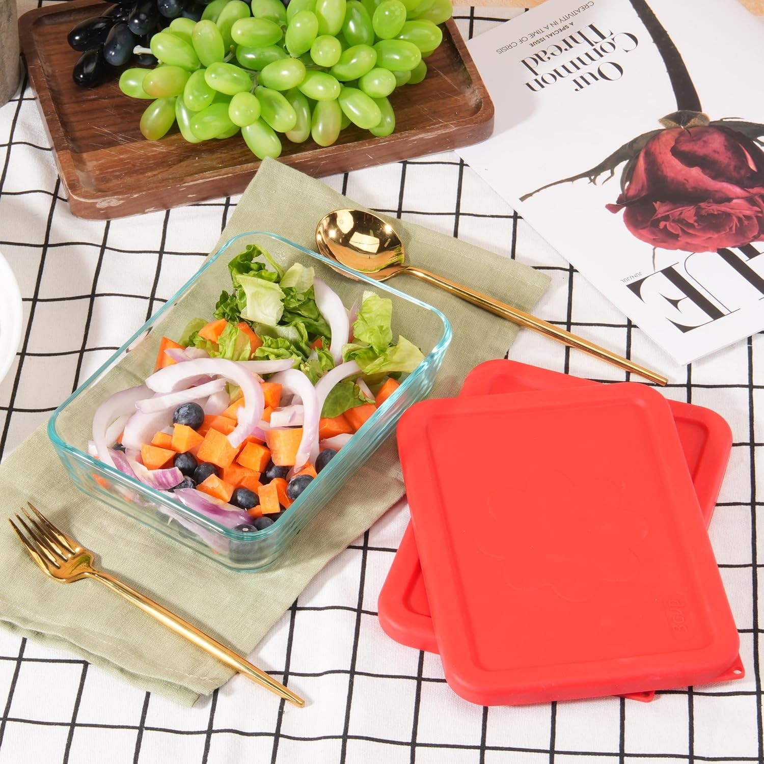 3 Cup Rectangle Silicone Storage Cover Lids Replacement for Pyrex 7210-PC Glass
