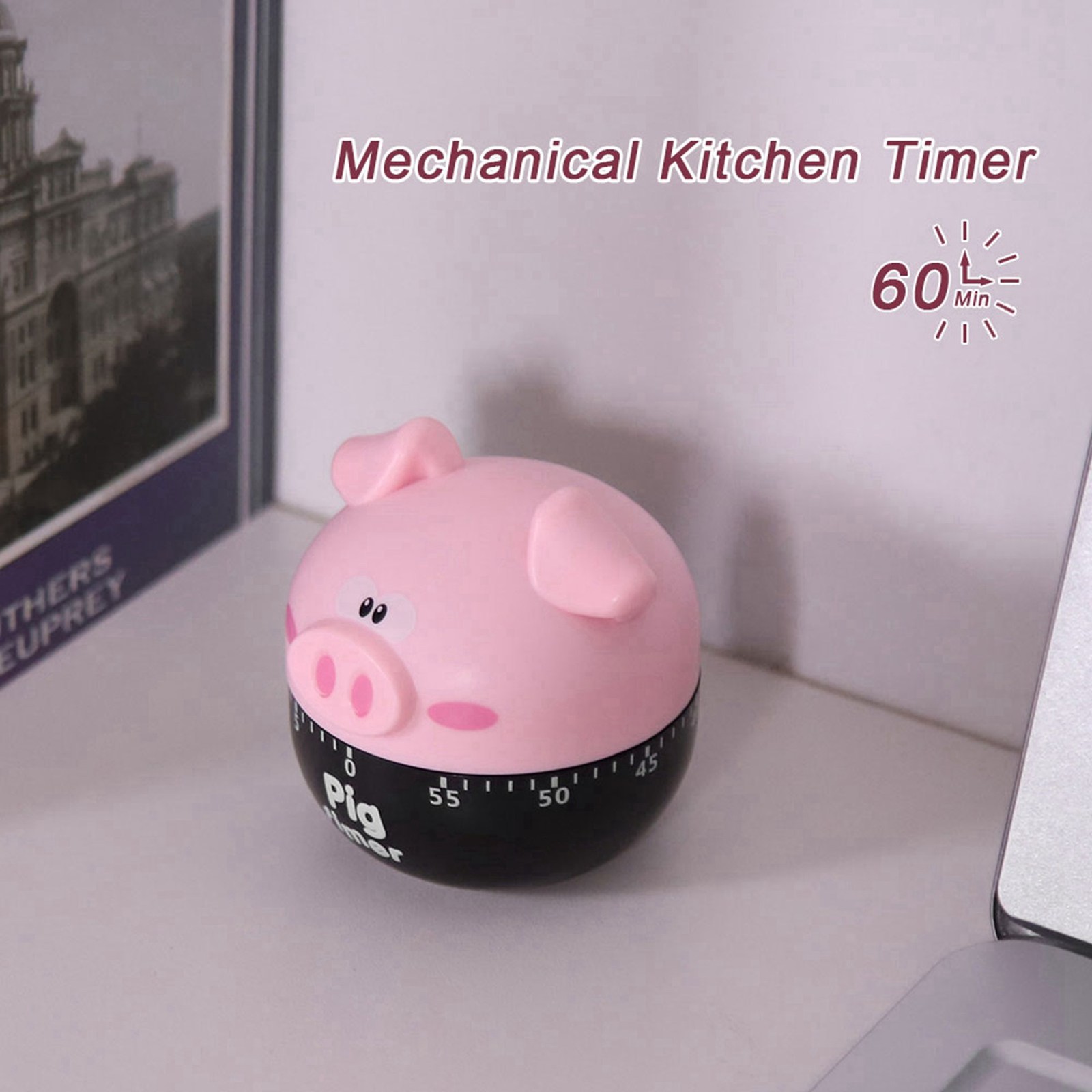 Cartoon Pig Kitchen Timer Mechanical Timers Counters For Cooking Timing Tool V5e