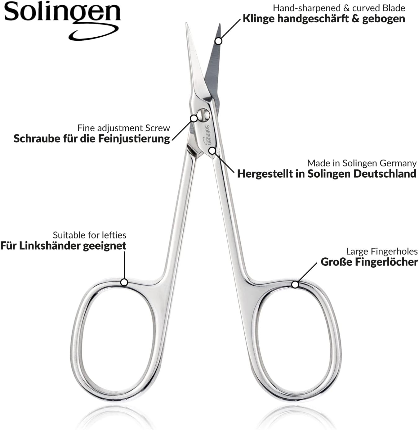 Solingen Scissors - Cuticle Scissors Germany - Curved Blade, Nail