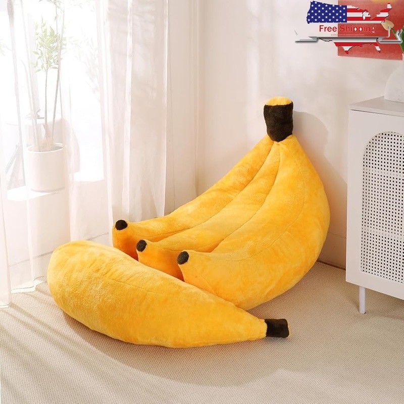 2-in-1 Banana Bean Bag Sofa Bed W/ Ottoman Soft Cozy Floor Chair Relaxation New