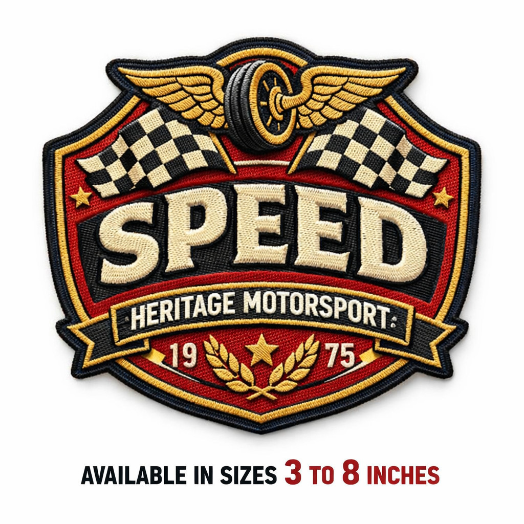 Embroidered Speed Motorsport Iron-On Patch Racing Vintage 3-8in