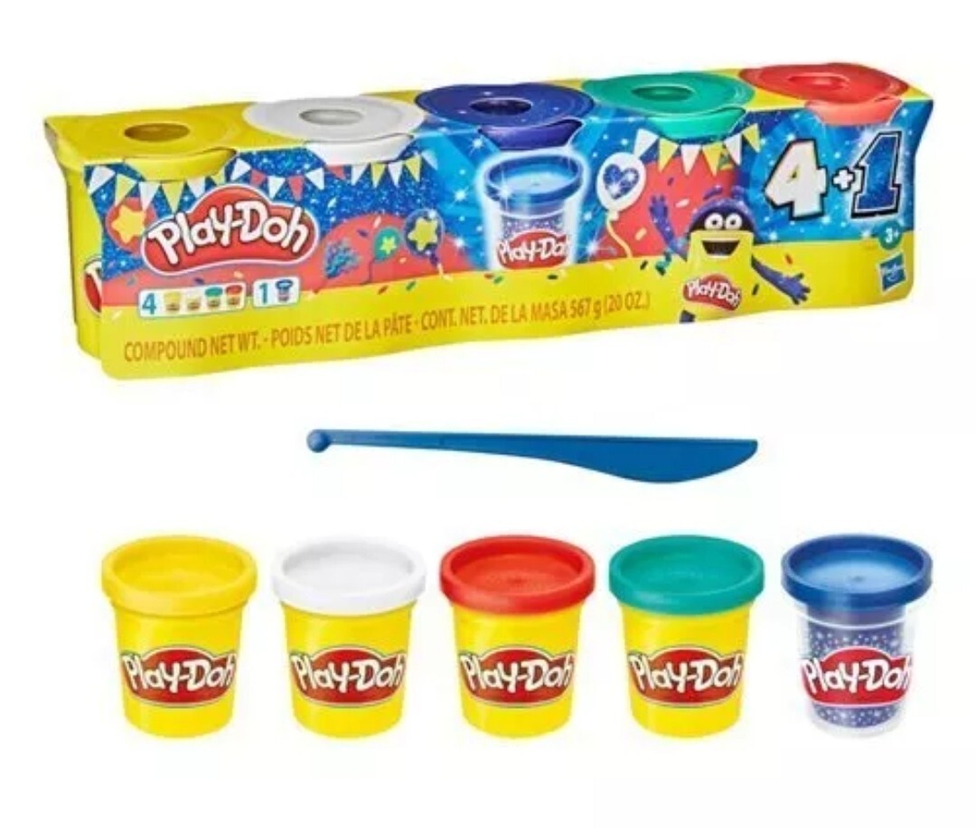 Play Doh Sapphire Celebration (Blue-Shimmers) 5 Pack NON Toxic 4Oz Each Play-Doh