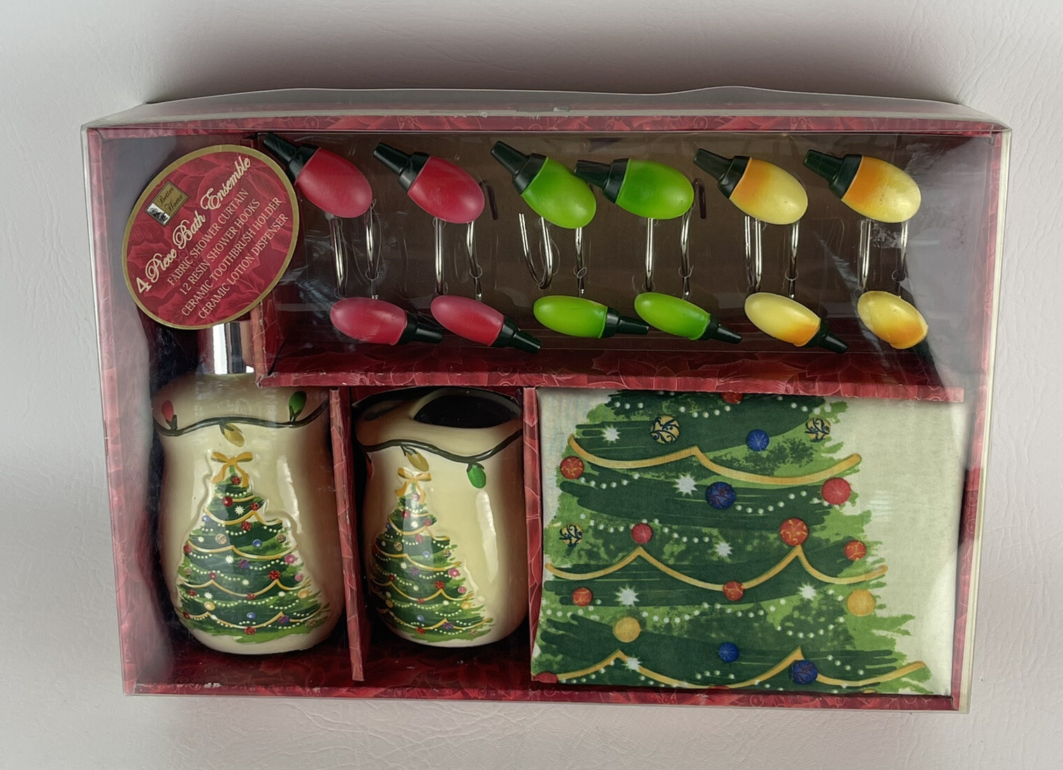 Better Home Christmas Holiday 4 Piece Bath Ensemble Accessory Set Bathroom