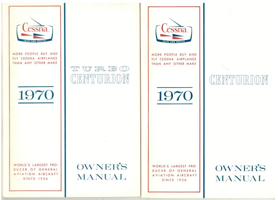 Lot of 2 New 1970 Cessna 210 Centurion Owner's Manuals p/n D757-13 & p/n D758-13