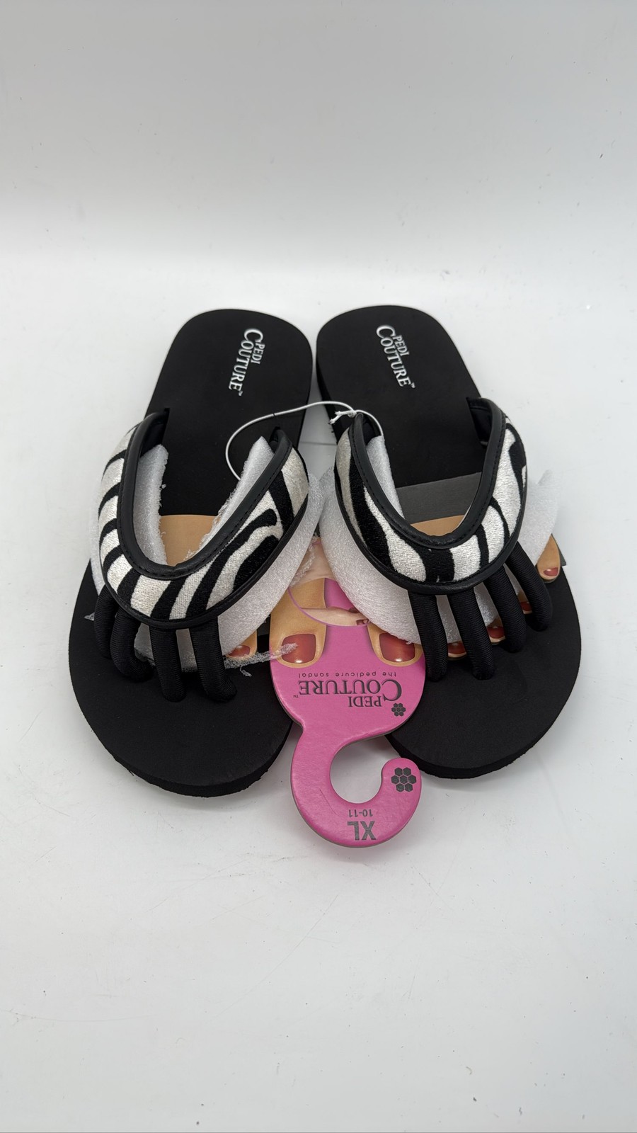 Pedi Couture Zebra Print Pedicure Sandals Women XL 10-11