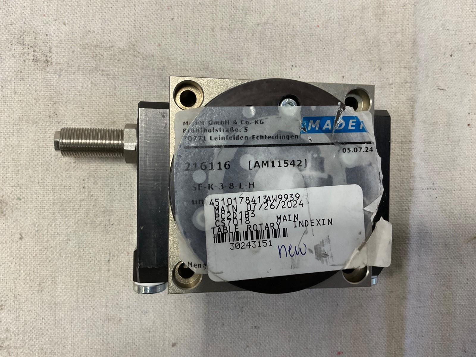 NEW MADER ROTATING TABLE 216116 RSE-K-3-8-L-H