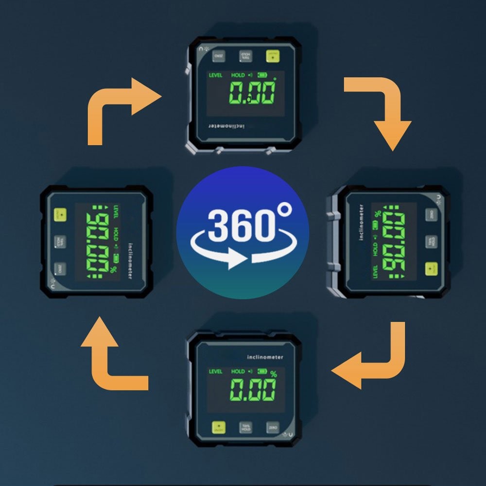 Digital Angle Finder with Electronic Laser 4-Side Magnetic Angle Gauge US