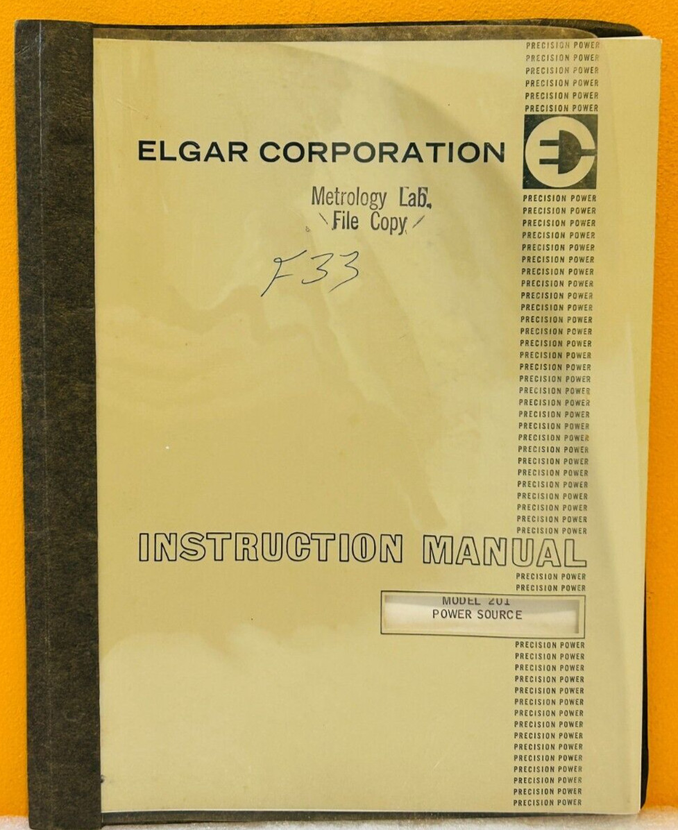 Elgar Corp Model 201 Power Source Instruction Manual.