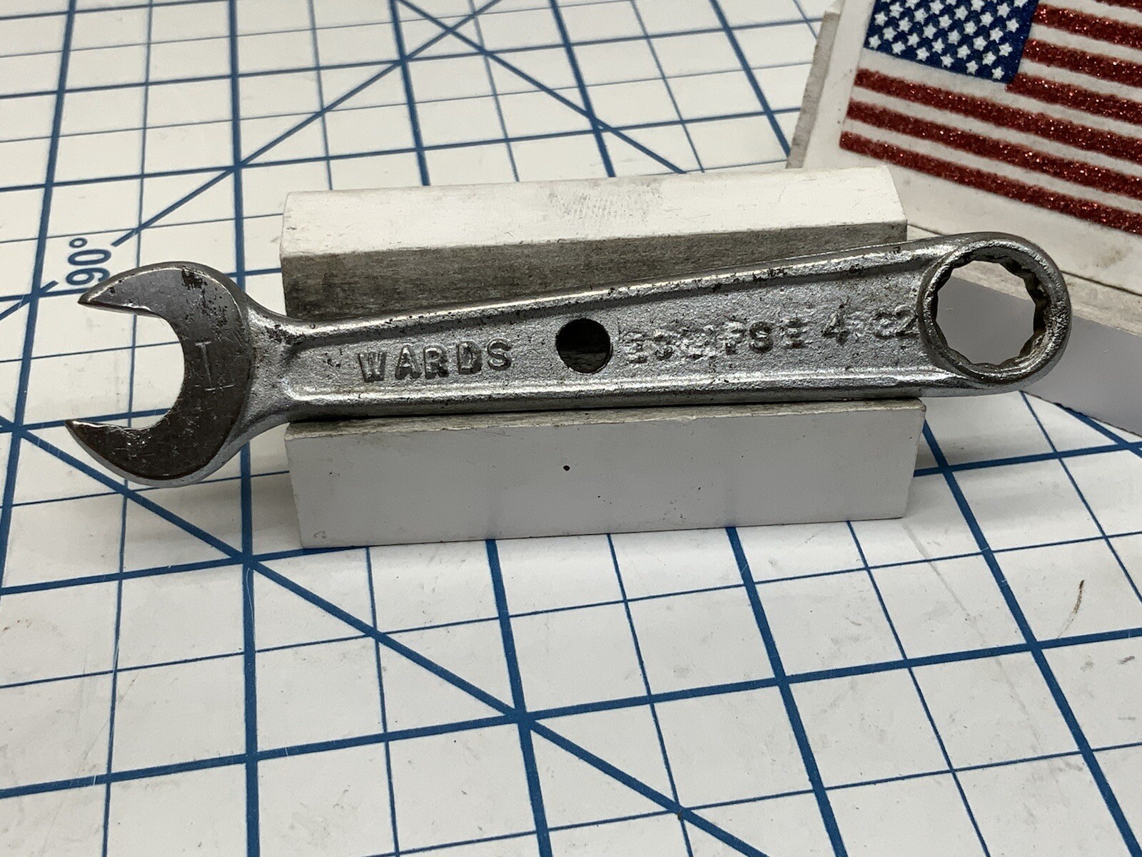 WARDS ECLIPSE Open + Box End Wrench, 7/16in. x 3/8in., USA