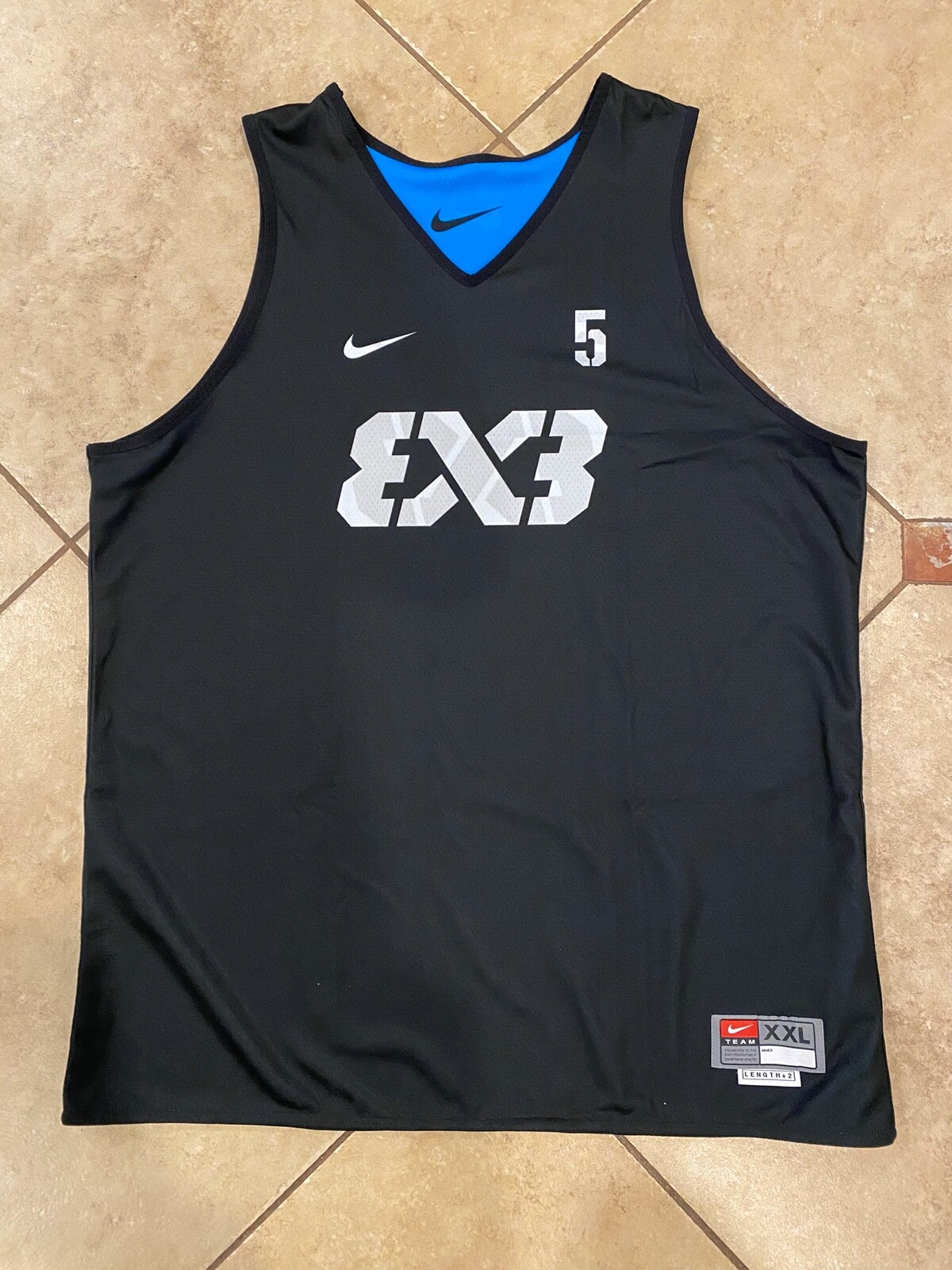 New Nike FIBA Team 3x3 Blue Reversible Basketball Jersey AR2424-438 Men's XXL